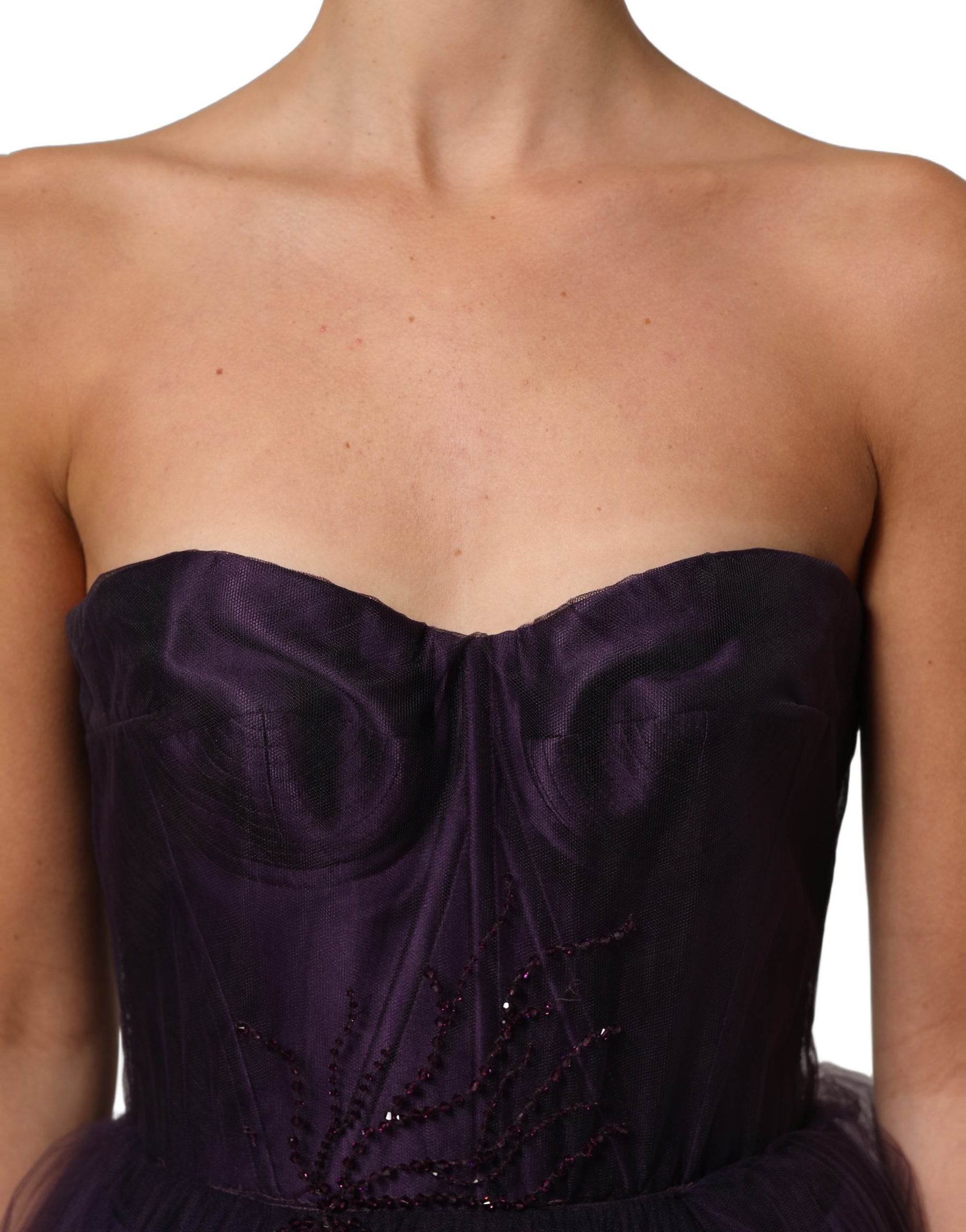 Dolce & Gabbana Purple Tiered Tulle Silk Long Gown Dress | Regal Royce