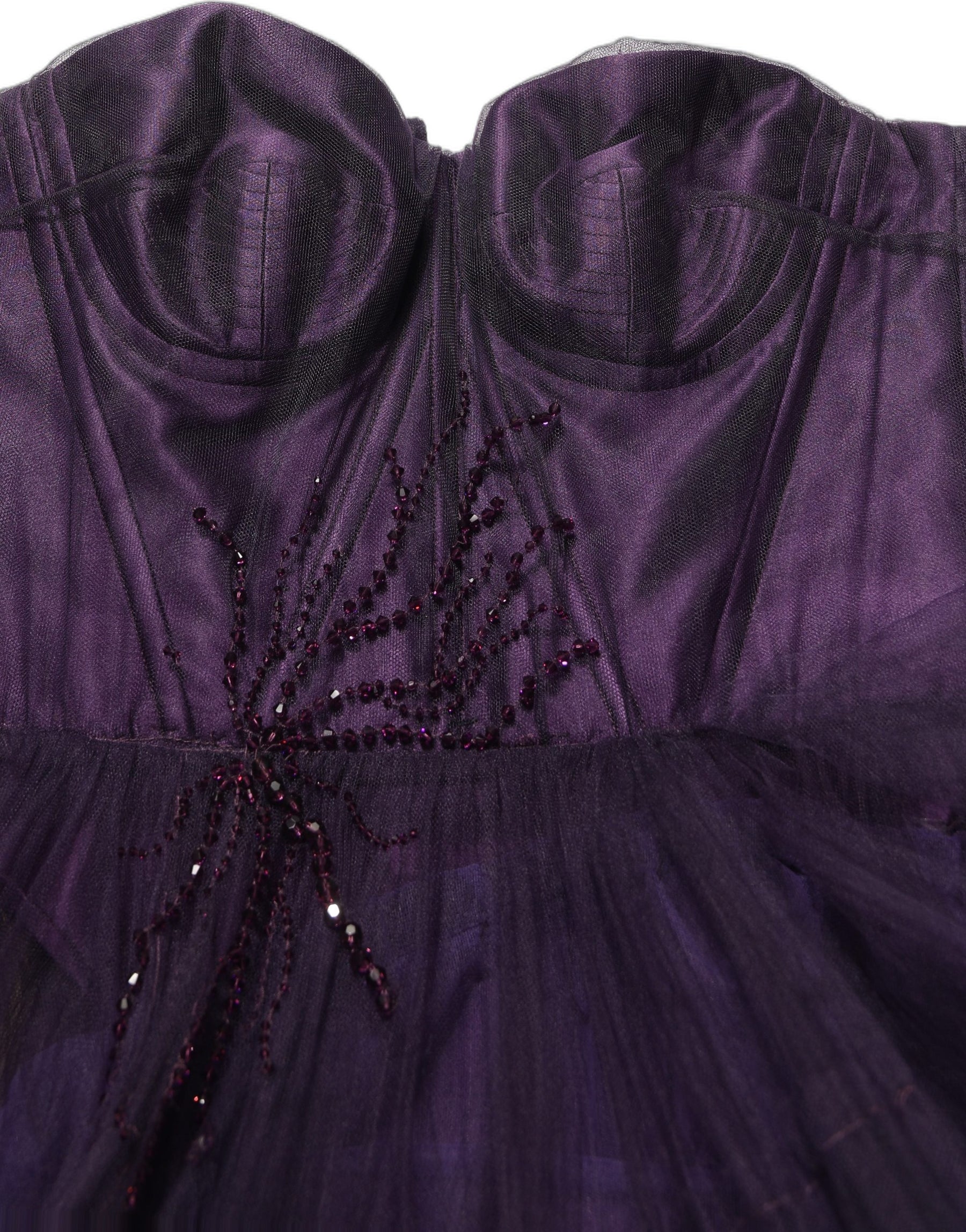 Dolce & Gabbana Purple Tiered Tulle Silk Long Gown Dress | Regal Royce