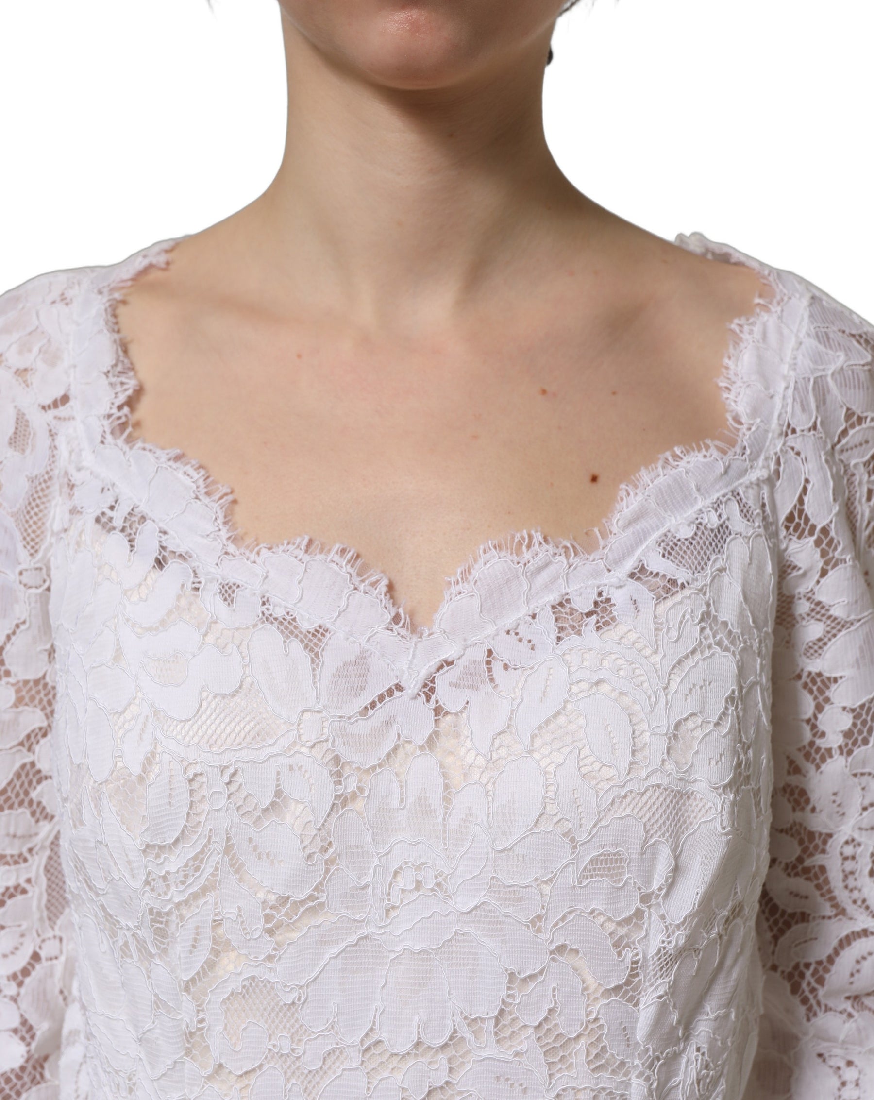 Dolce & Gabbana White Floral Lace Mermaid Long Gown Dress | Regal Royce