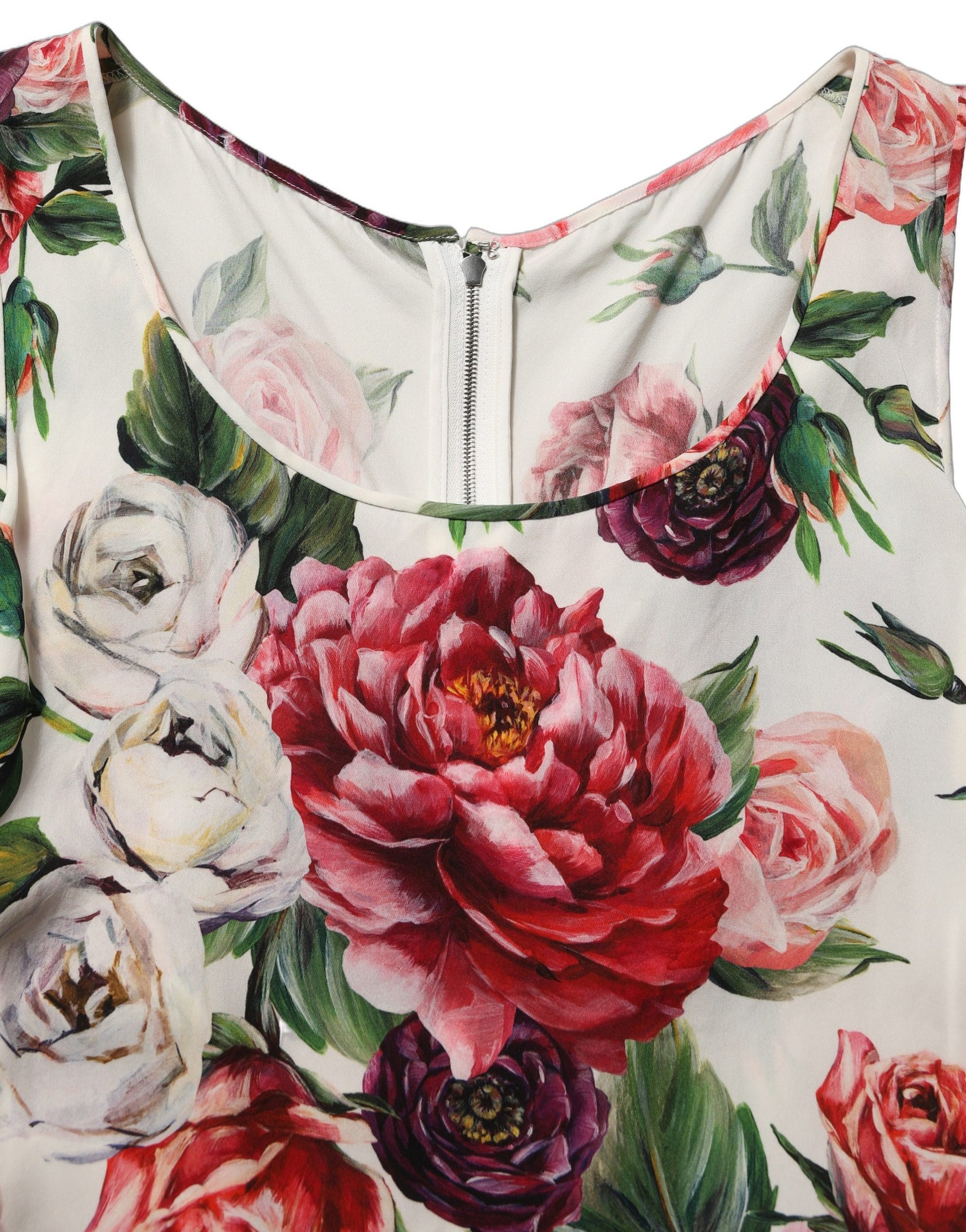 Dolce & Gabbana White Floral Sheath Sleeveless Mini Dress | Regal Royce