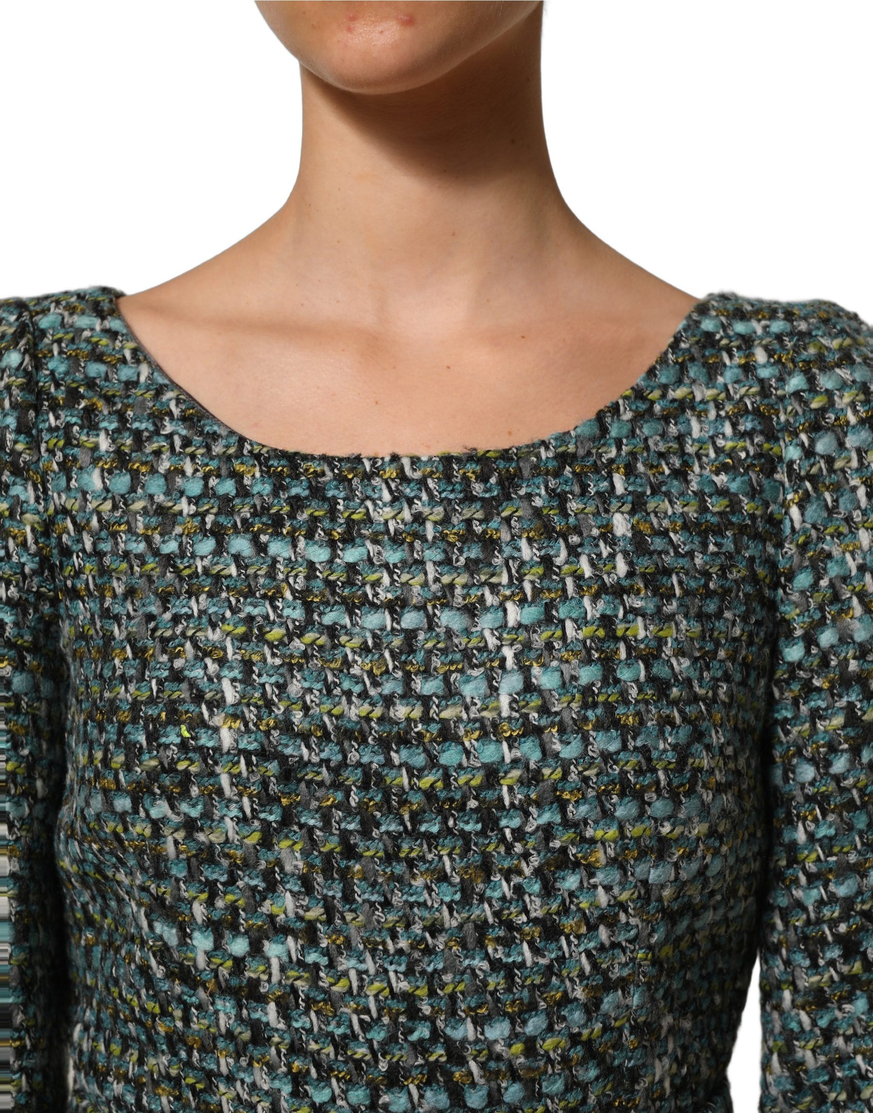 Dolce & Gabbana Multicolor Tweed Belted Babydoll Mini Dress | Regal Royce