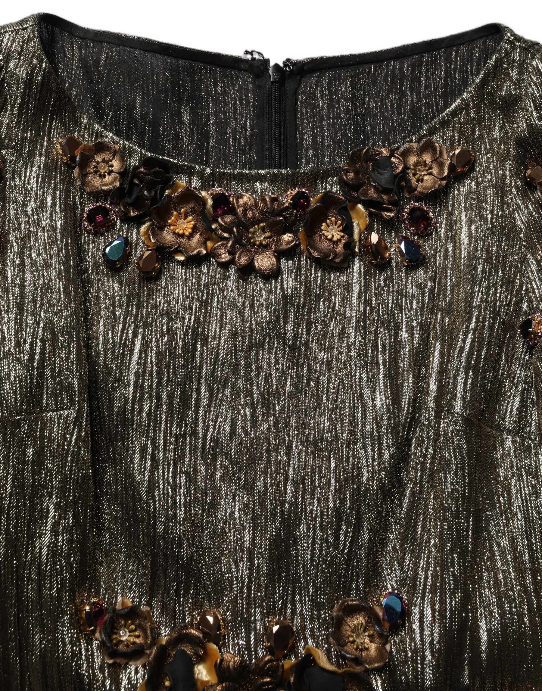 Dolce & Gabbana Metallic Gold Embellished Tiered Midi Dress | Regal Royce