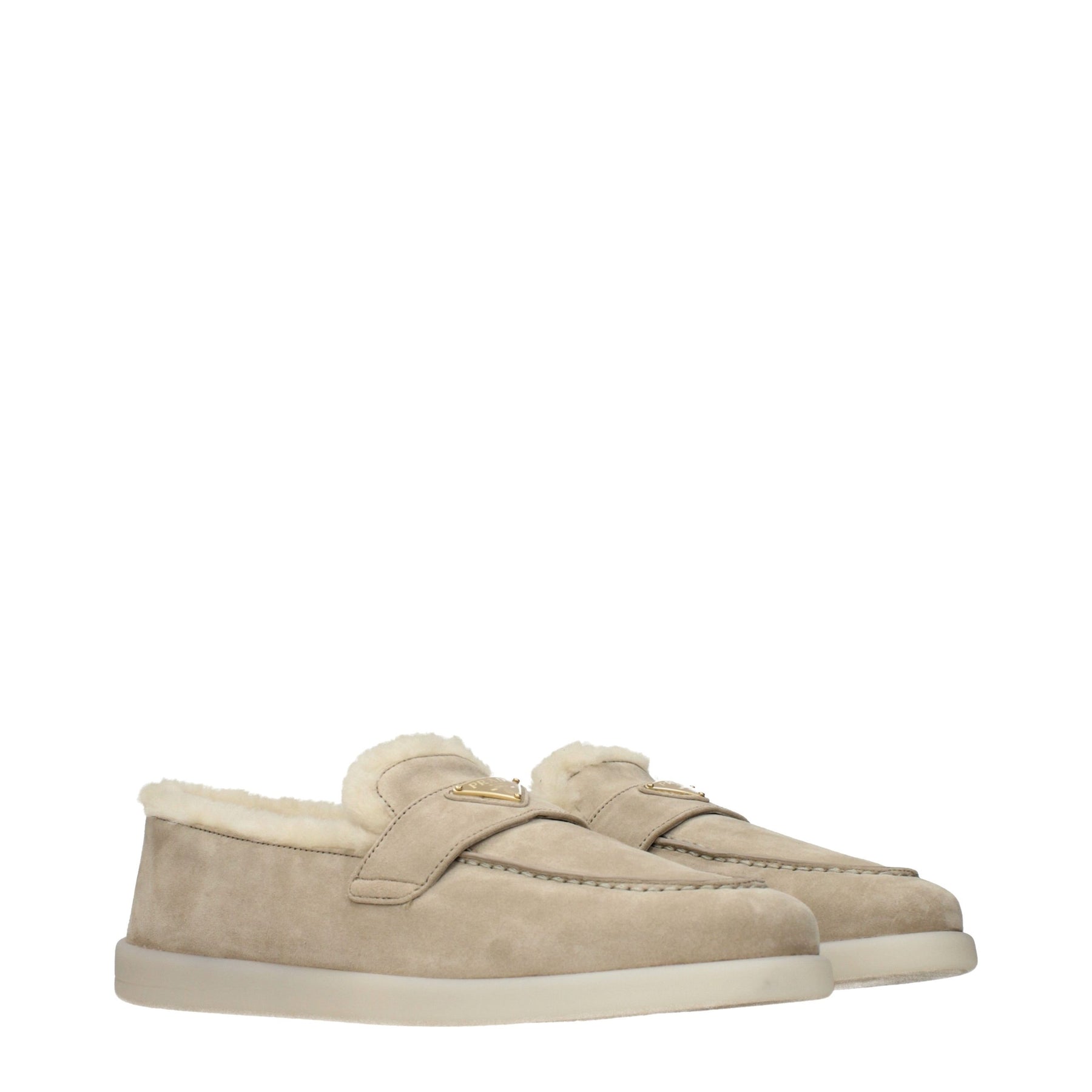 Prada Beige Leather Slip-On Loafers | Regal Royce