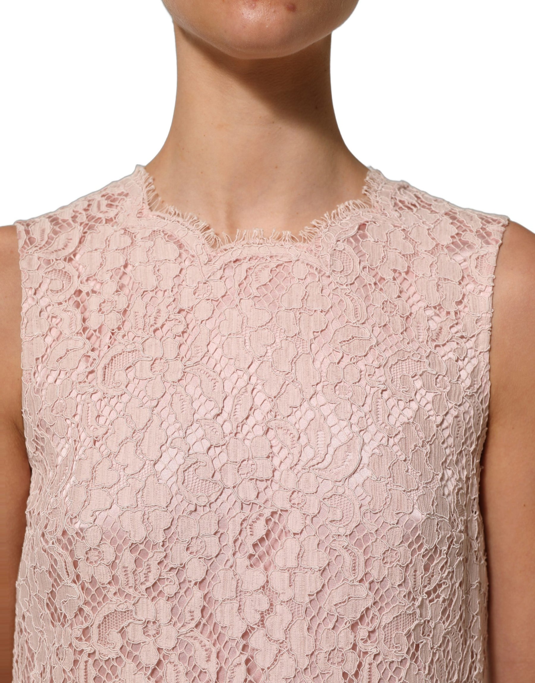 Dolce & Gabbana Pink Cotton Floral Lace Sleeveless Mini Dress | Regal Royce