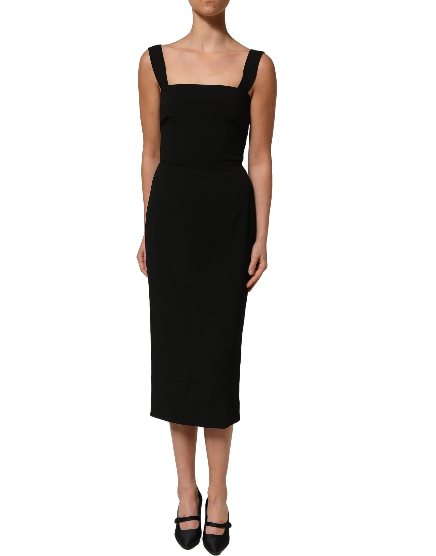Dolce & Gabbana Black Viscose Stretch Sheath Midi Dress | Regal Royce