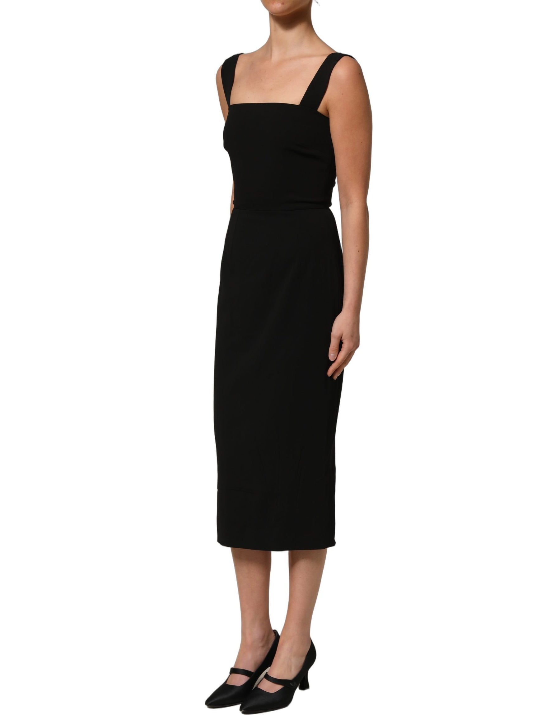 Dolce & Gabbana Black Viscose Stretch Sheath Midi Dress | Regal Royce