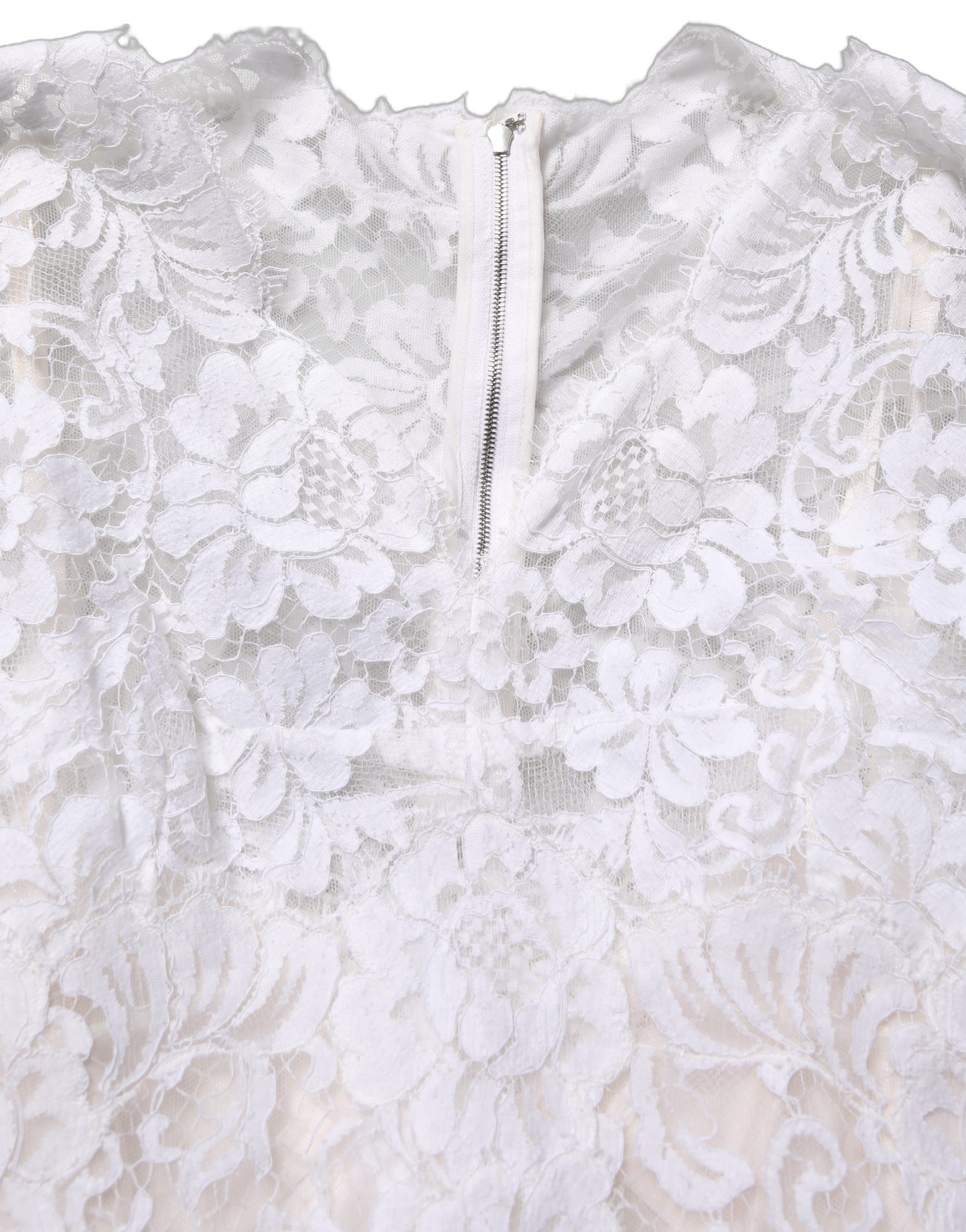 Dolce & Gabbana White Cotton Floral Lace Long Gown Dress | Regal Royce