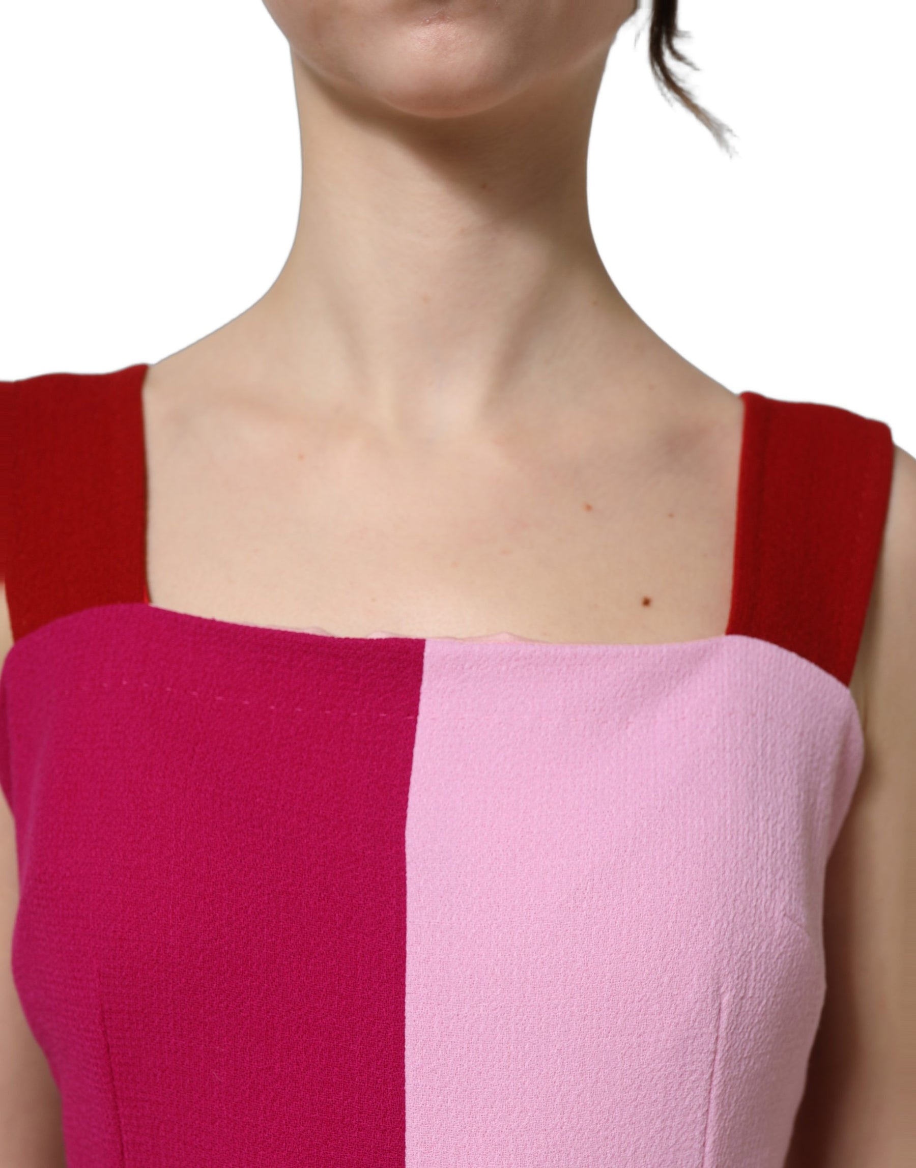 Dolce & Gabbana Two Tone Pink Wool Sleeveless Midi Dress | Regal Royce