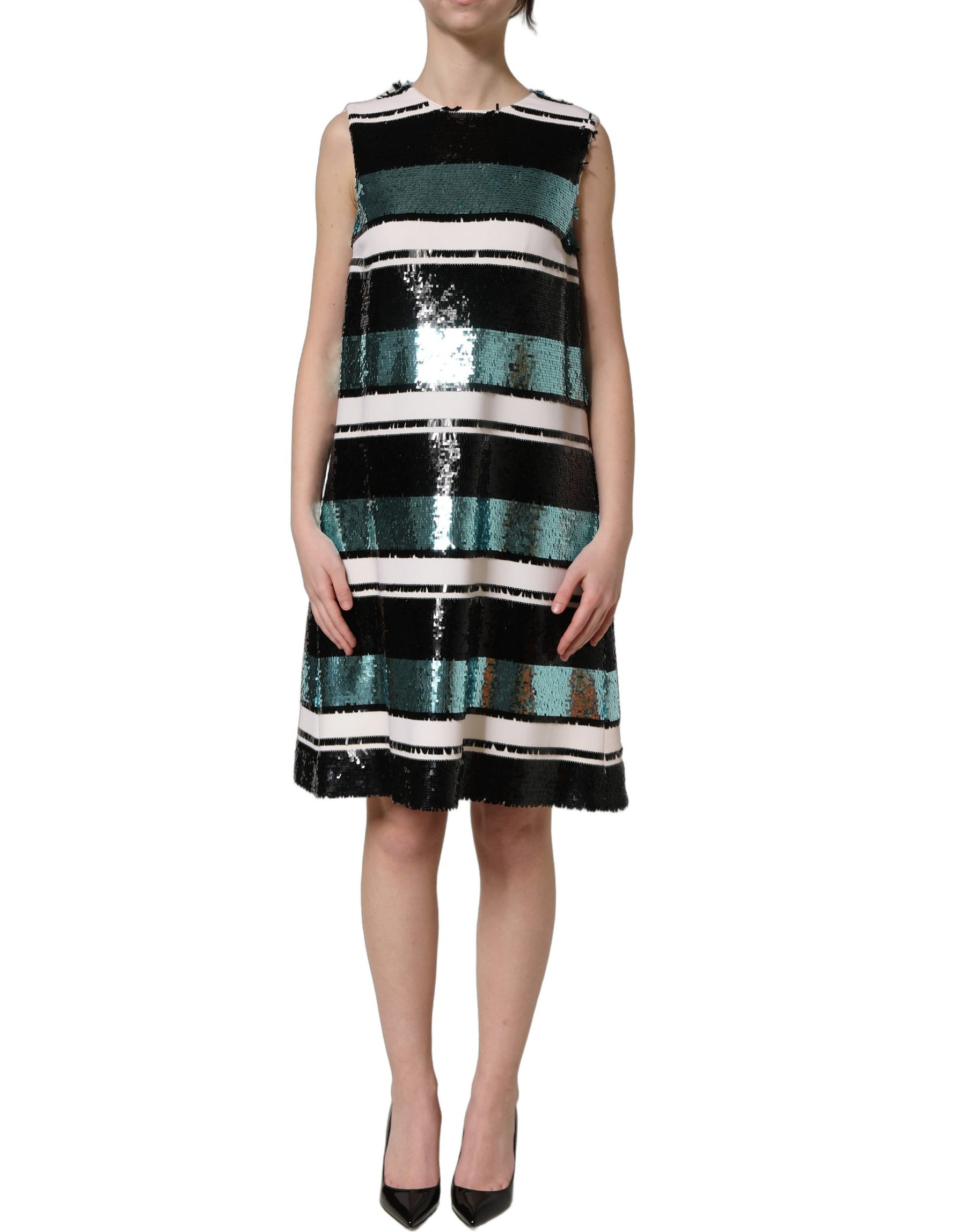 Dolce & Gabbana Multicolor Sequined Sleeveless Shift Dress | Regal Royce