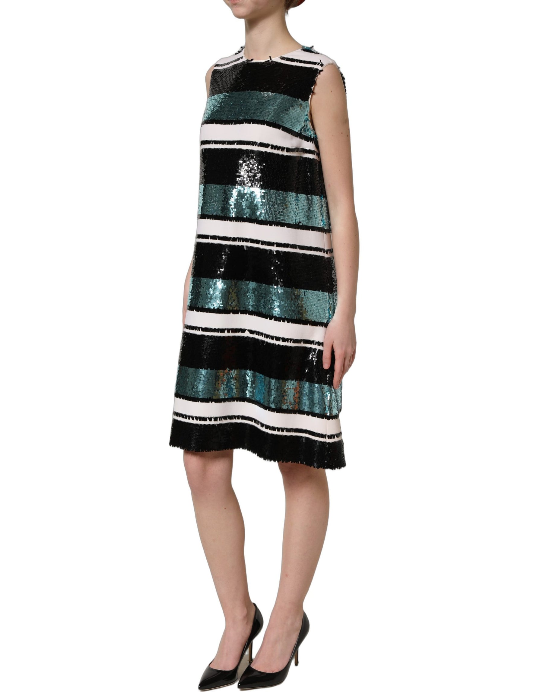 Dolce & Gabbana Multicolor Sequined Sleeveless Shift Dress | Regal Royce