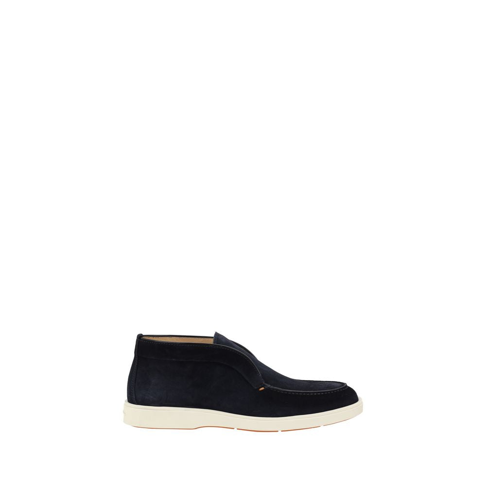 Santoni Blue Calf Leather Bos Taurus Ankle Boots | Regal Royce