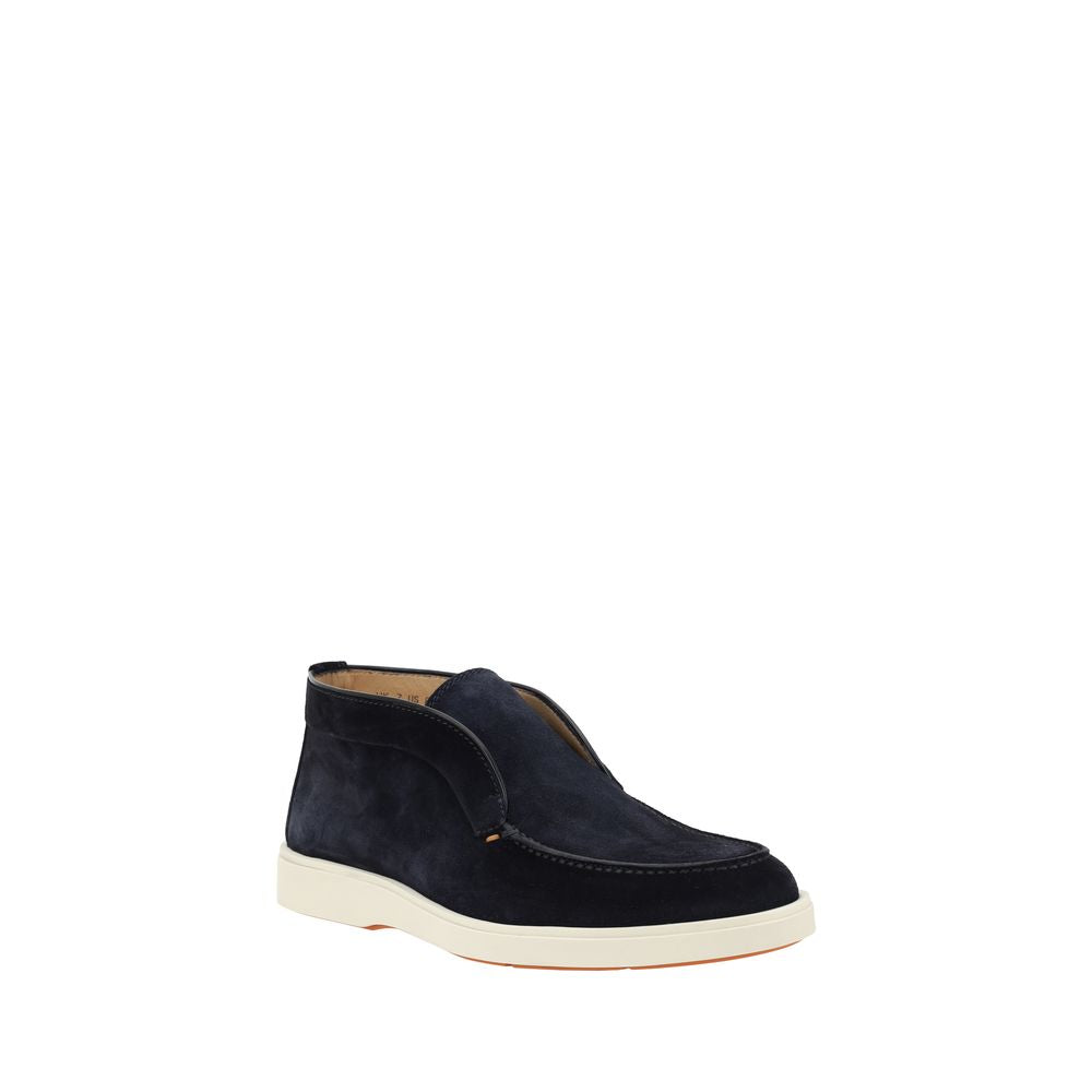 Santoni Blue Calf Leather Bos Taurus Ankle Boots | Regal Royce