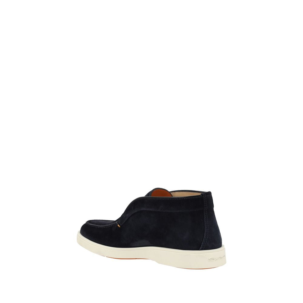 Santoni Blue Calf Leather Bos Taurus Ankle Boots | Regal Royce