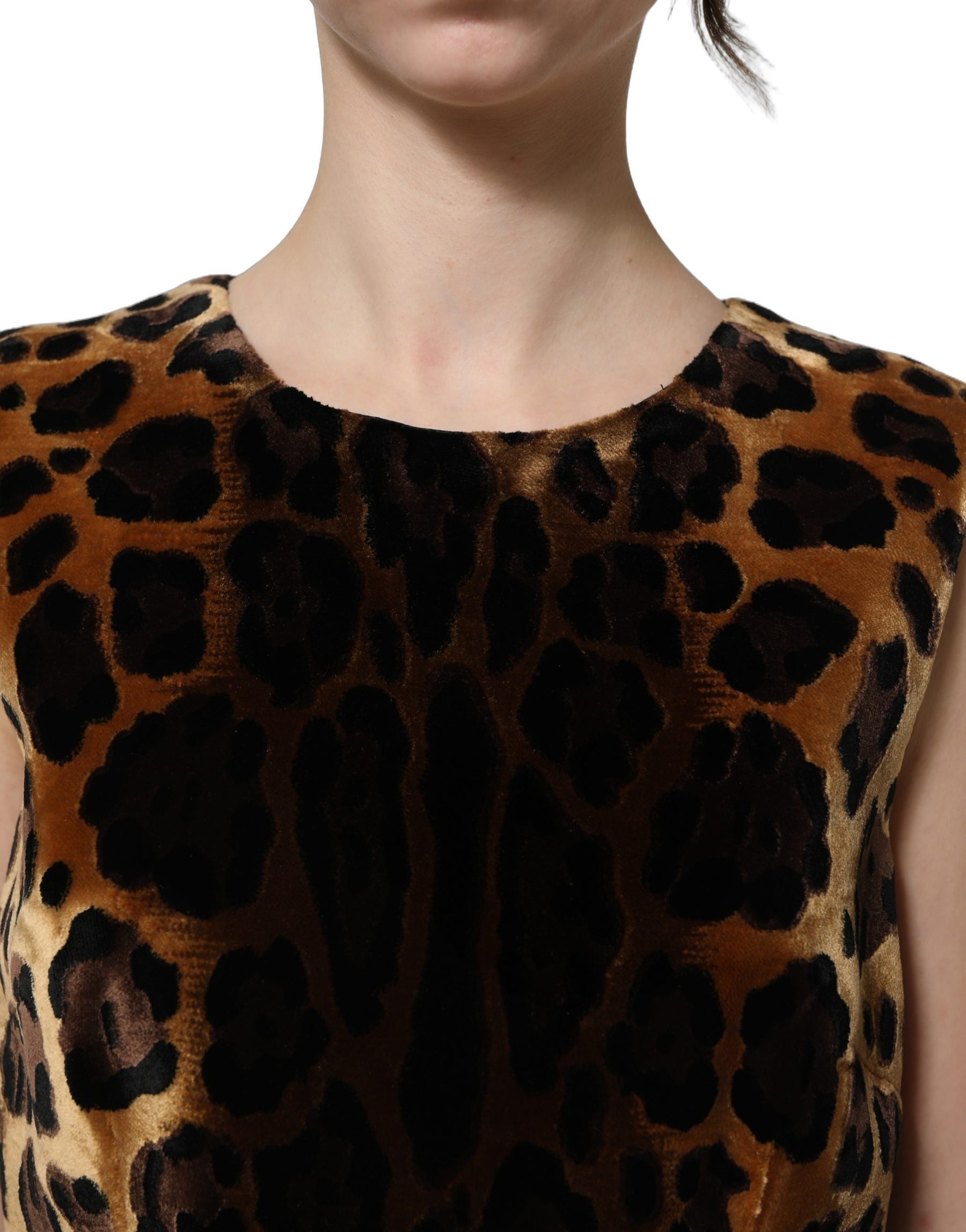 Dolce & Gabbana Brown Leopard Sleeveless Sheath Mini Dress | Regal Royce