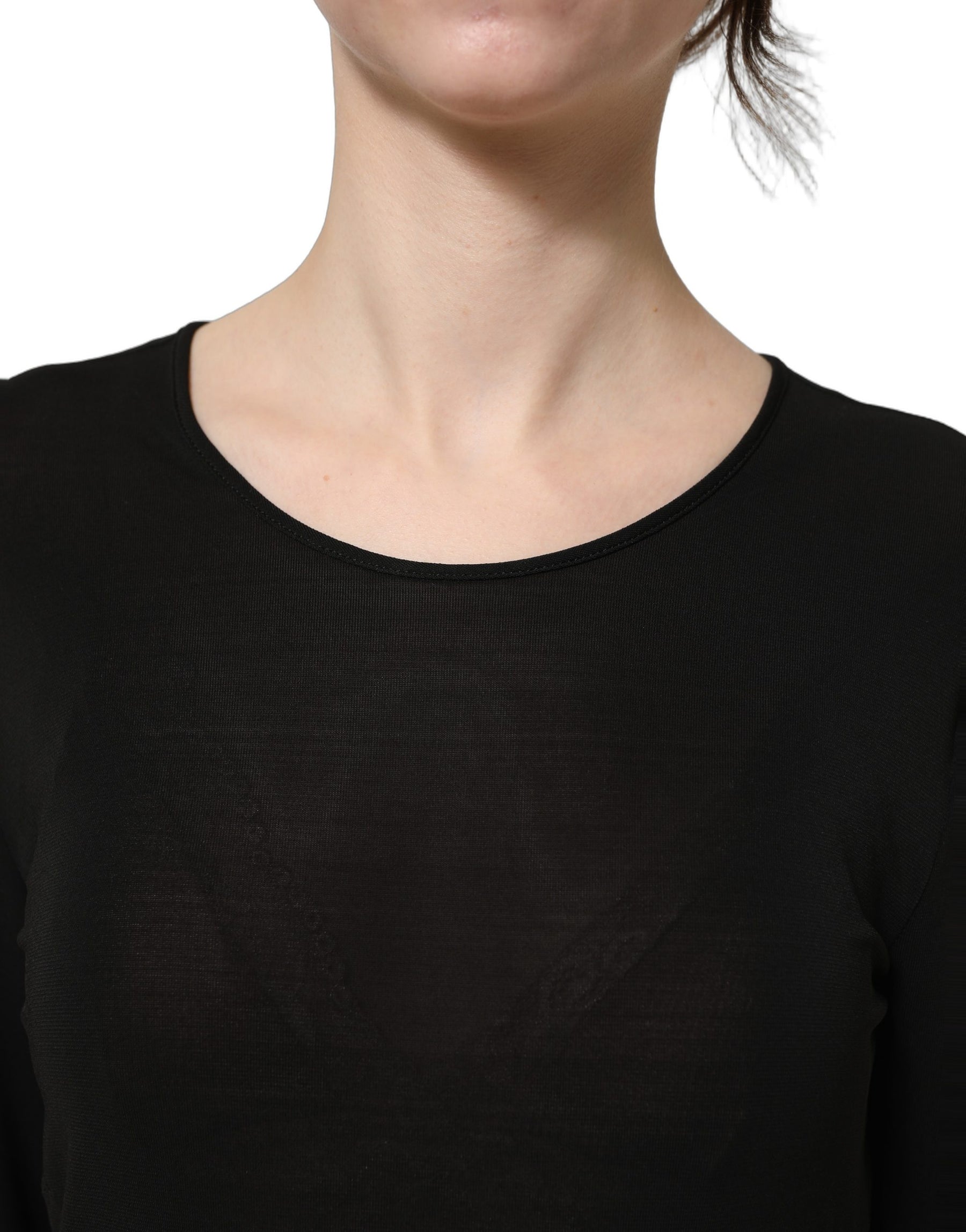 Dolce & Gabbana Black Cotton Long Sleeves Sheath Maxi Dress | Regal Royce