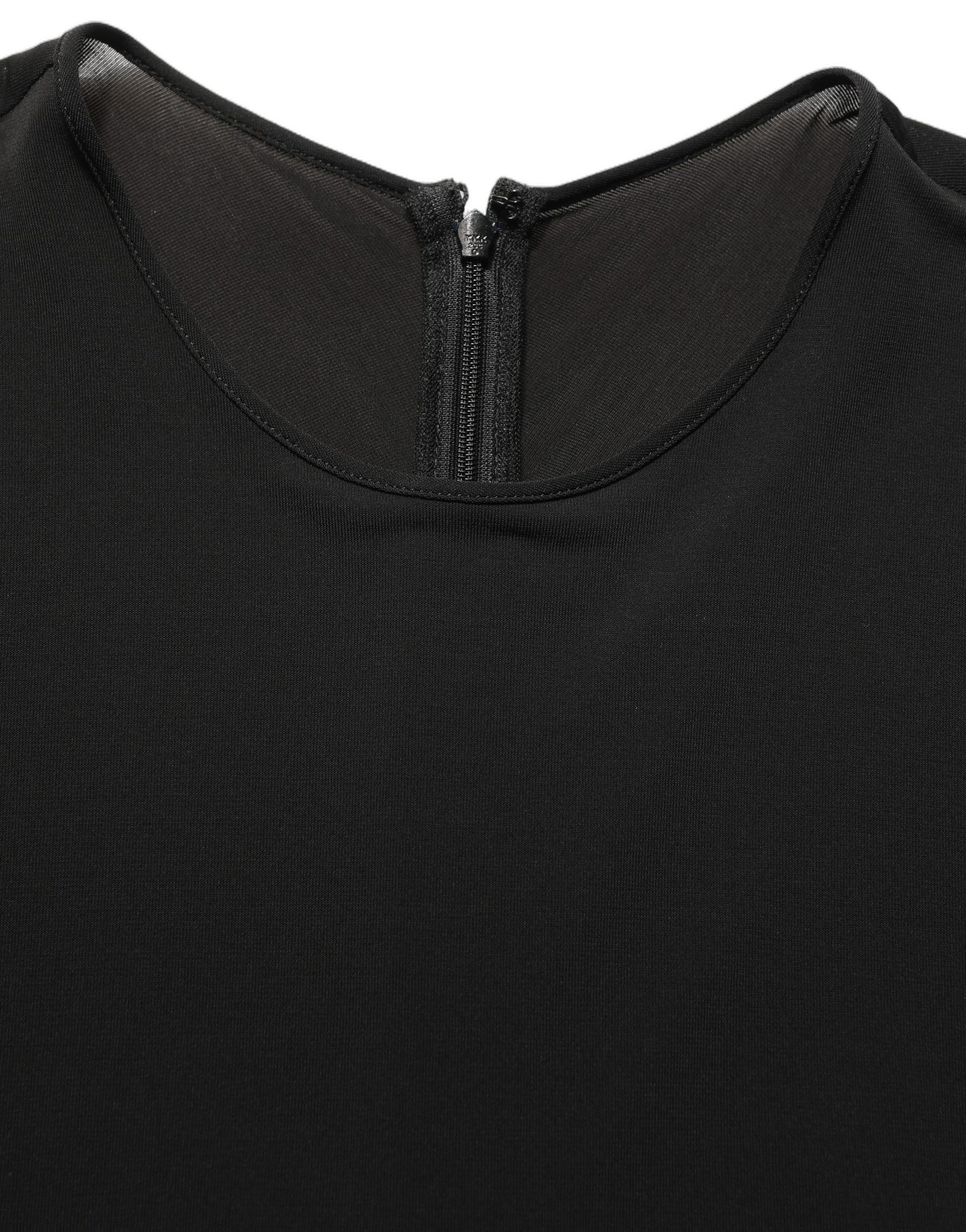 Dolce & Gabbana Black Cotton Long Sleeves Sheath Maxi Dress | Regal Royce