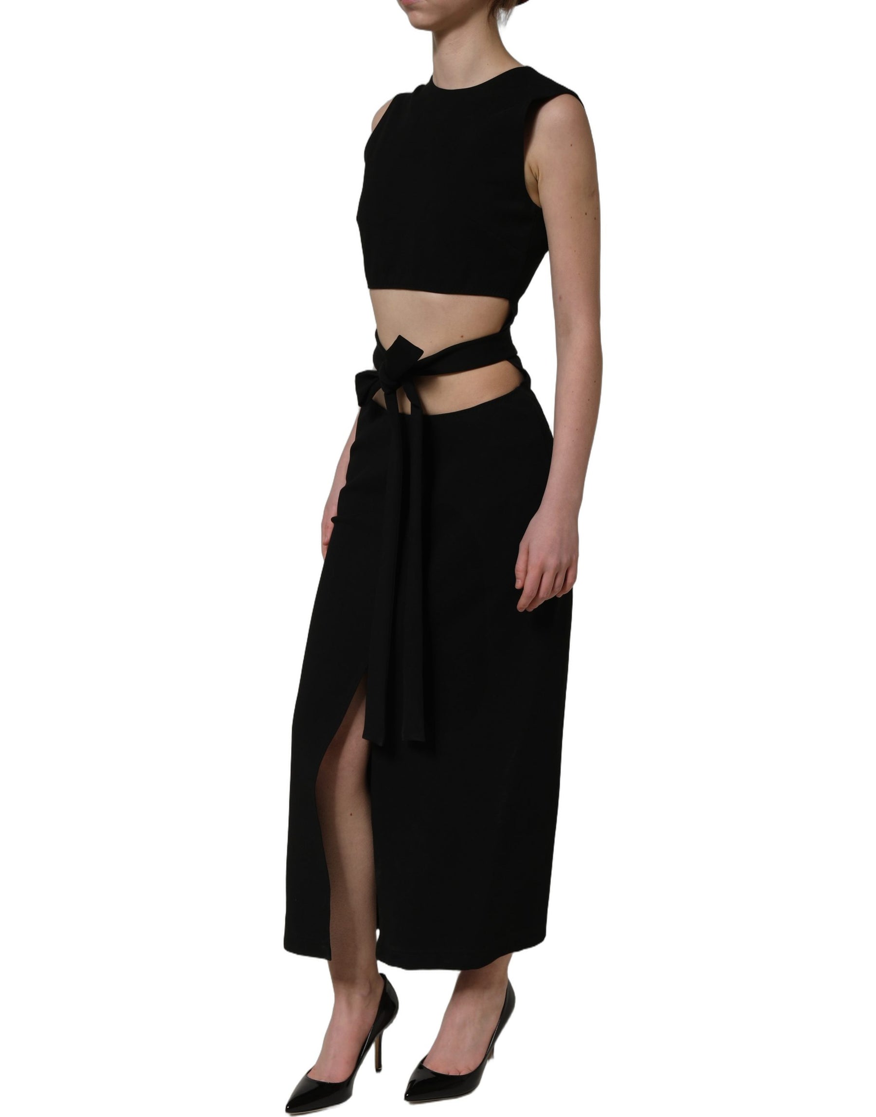Dolce & Gabbana Black Cut Out Detail Sleeveless Maxi Dress | Regal Royce
