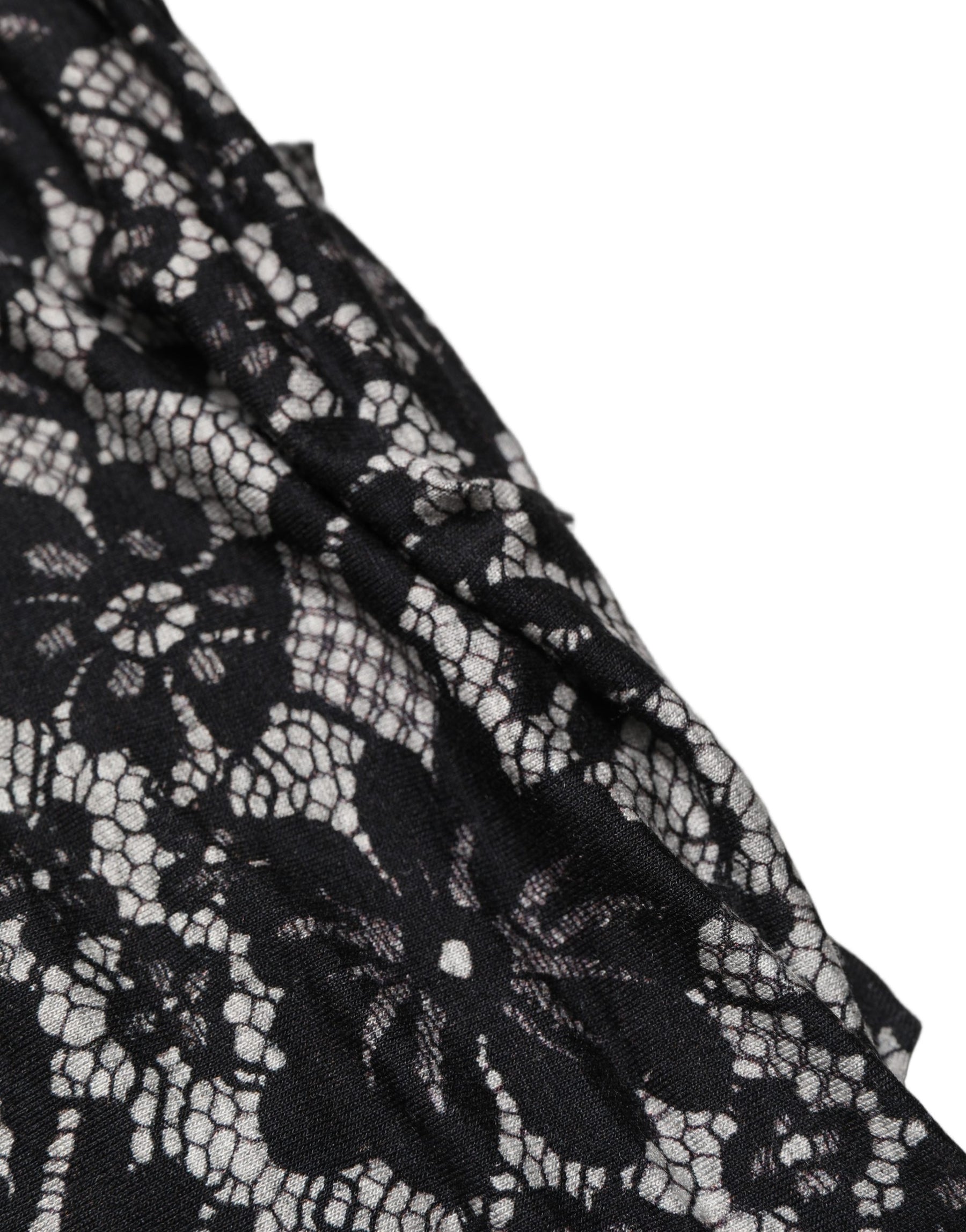 Dolce & Gabbana Black White Floral Lace Sleeveless Midi Dress | Regal Royce