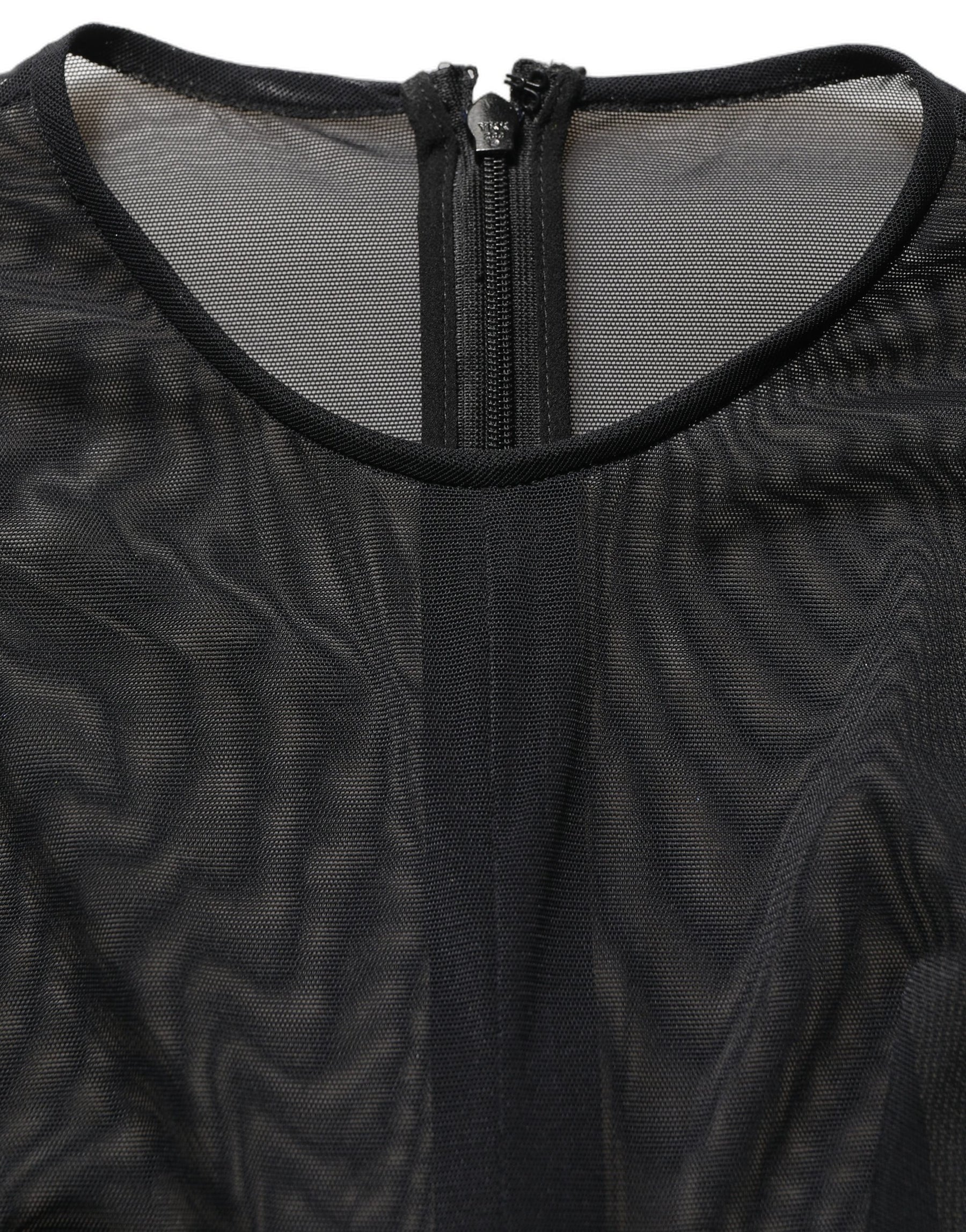 Dolce & Gabbana Black Long Sleeve Sheer Fitted Maxi Dress | Regal Royce