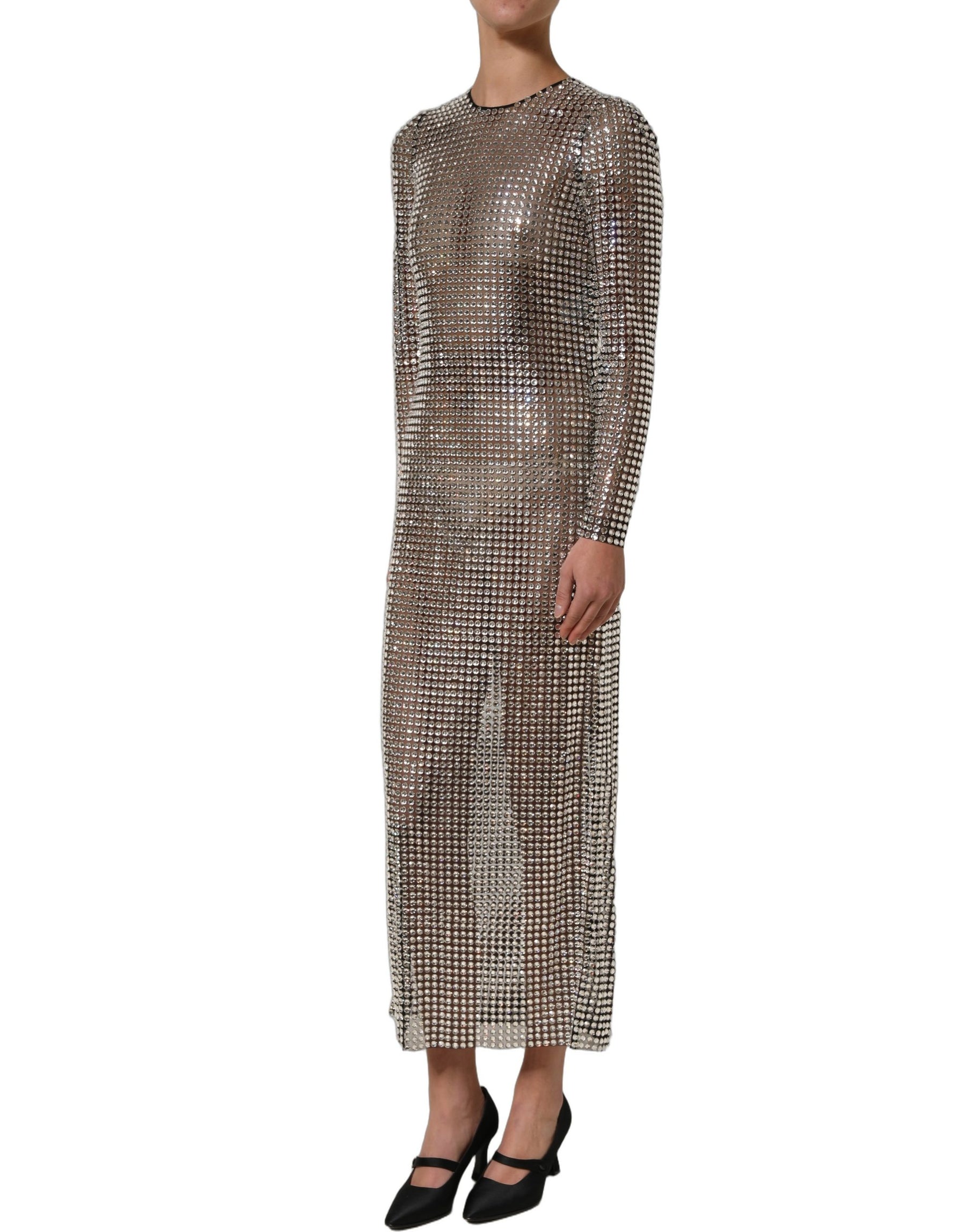Dolce & Gabbana Beige Crystal Embellished Long Gown Dress | Regal Royce