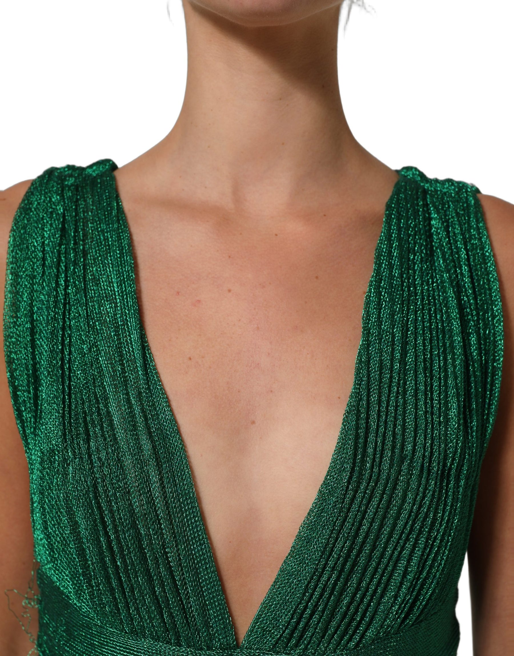 Dolce & Gabbana Emerald Green Plissé Evening Gown Dress | Regal Royce