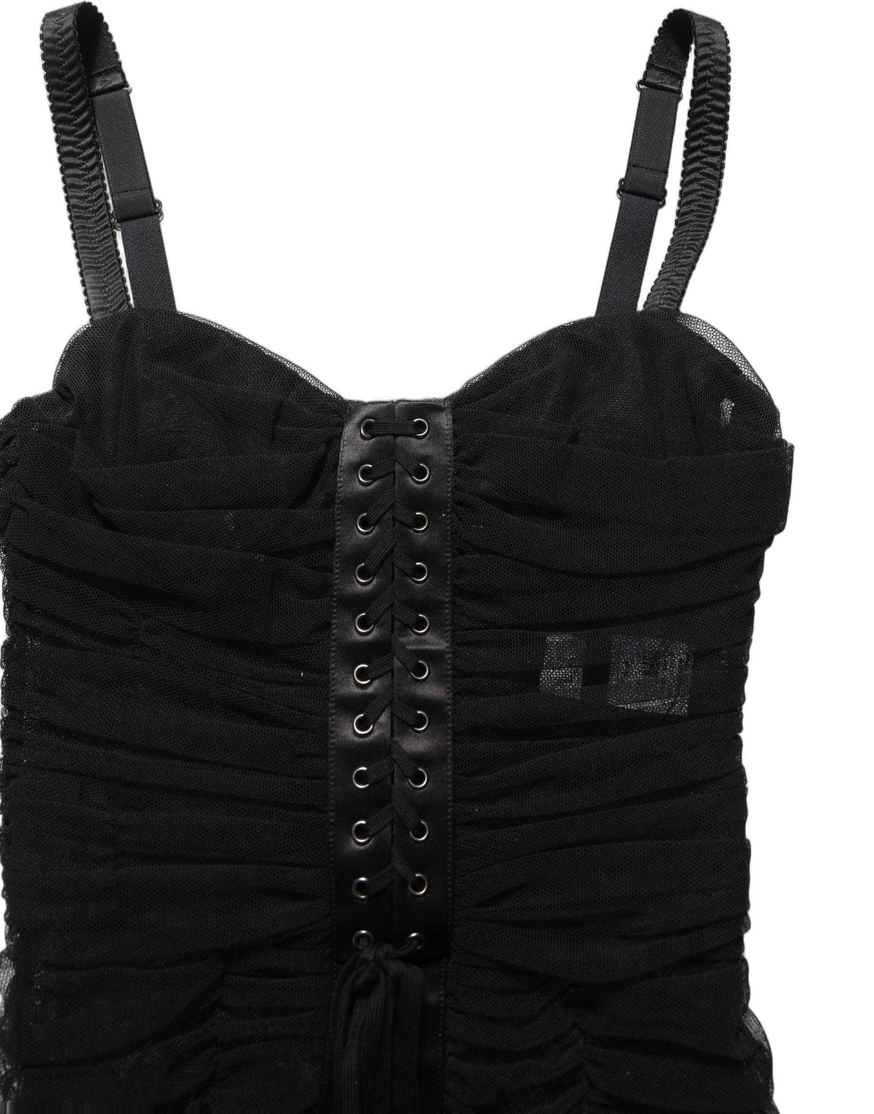 Dolce & Gabbana Sleeveless V-neck Shift Knee Length Black | Regal Royce
