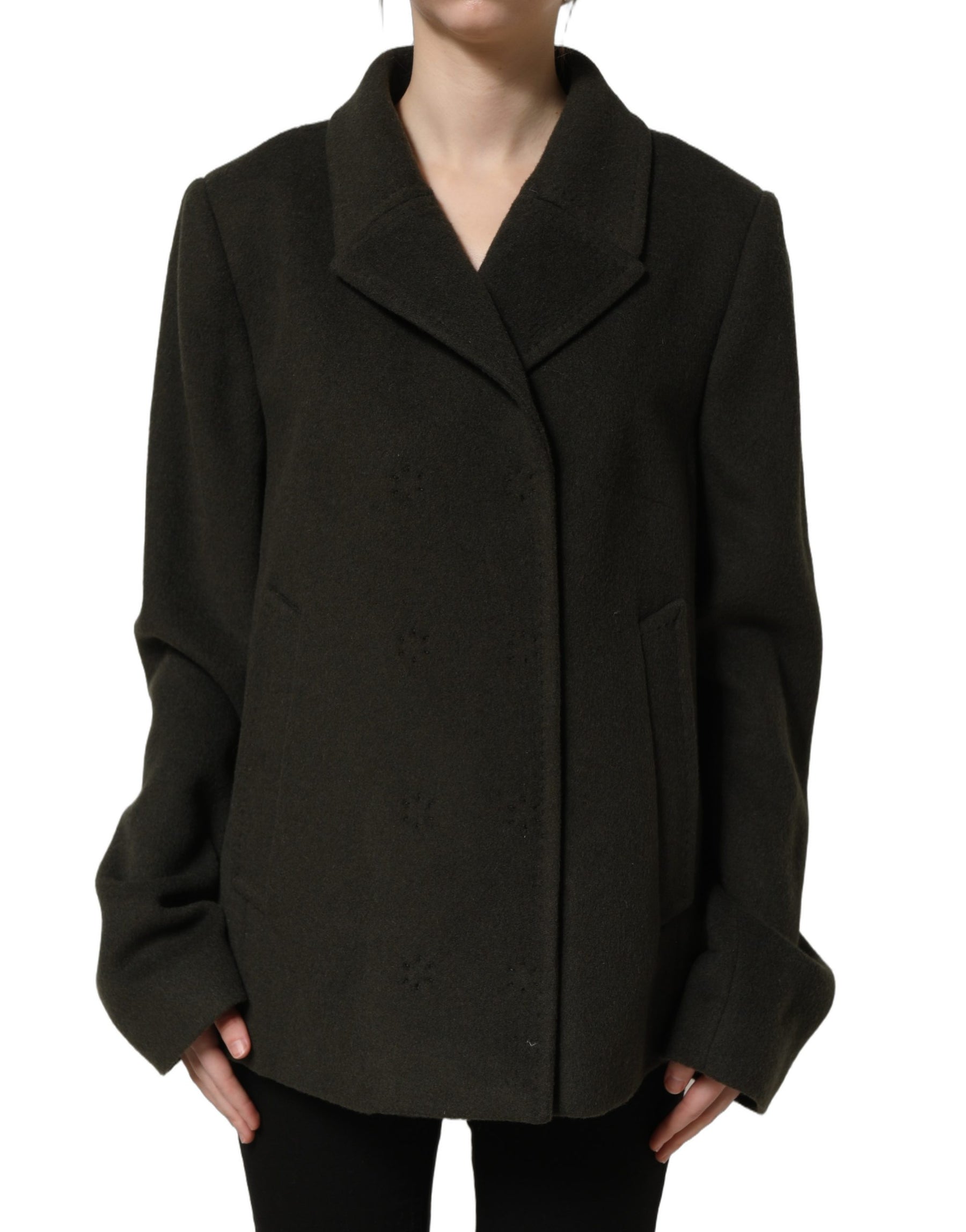 Dolce & Gabbana Dark Green Double Breasted Peacoat Jacket | Regal Royce