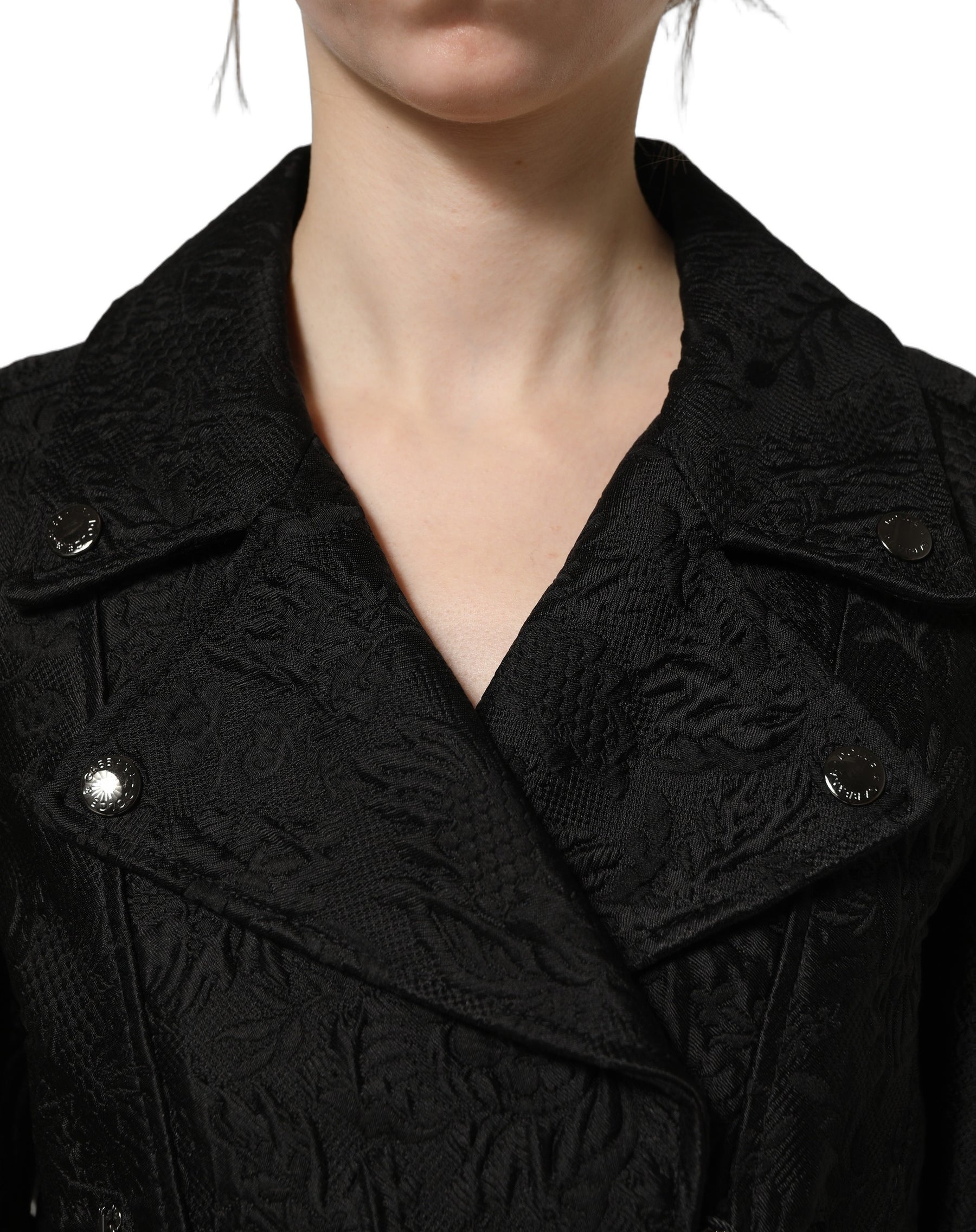 Dolce & Gabbana Black Floral Brocade Biker Blouson Jacket | Regal Royce