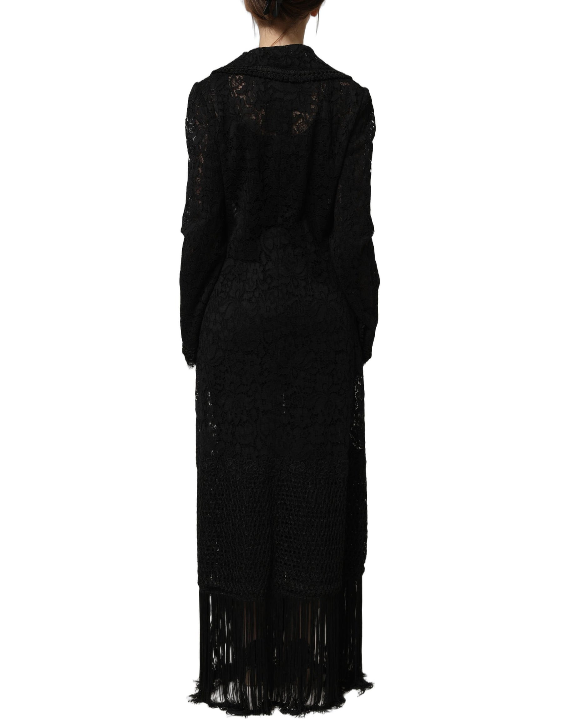 Dolce & Gabbana Black Embellished Guipure Lace Coat Jacket | Regal Royce