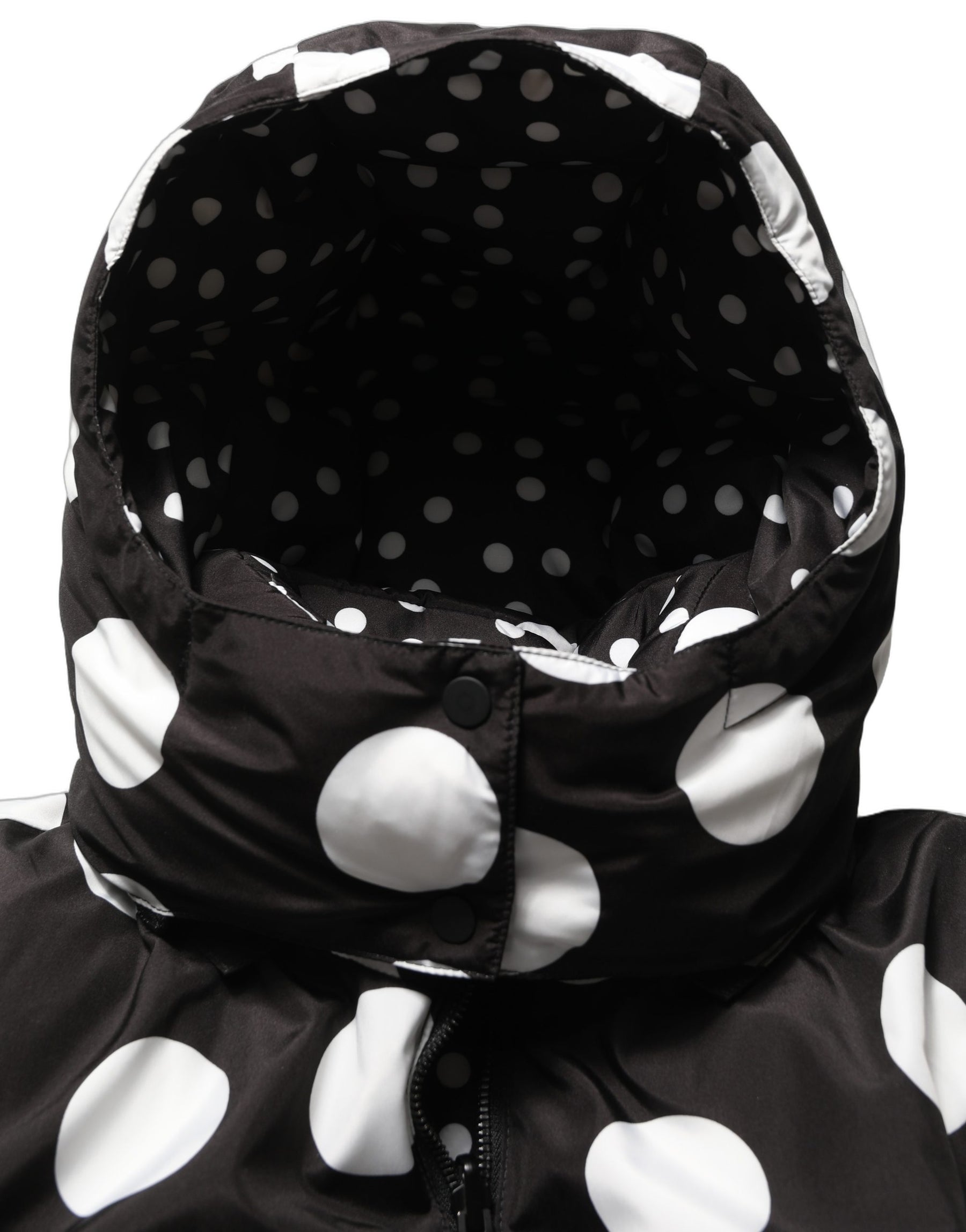 Dolce & Gabbana Black White Polka Dot Hooded Blouson Jacket | Regal Royce