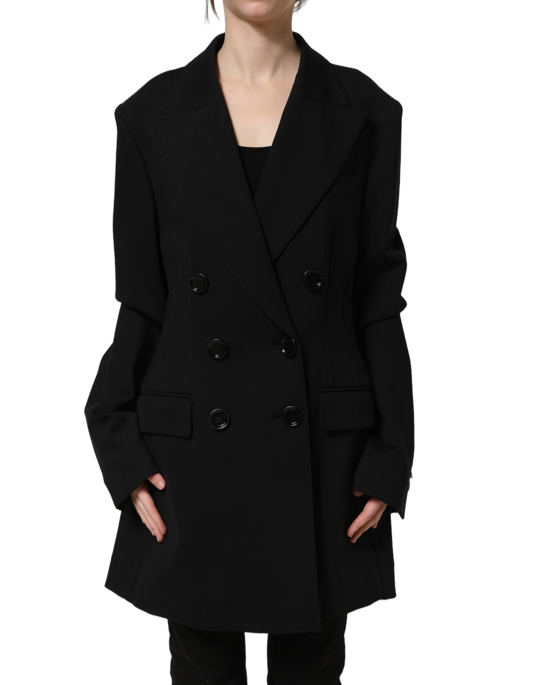 Dolce & Gabbana Black Double Breasted Crepe Blazer Jacket | Regal Royce