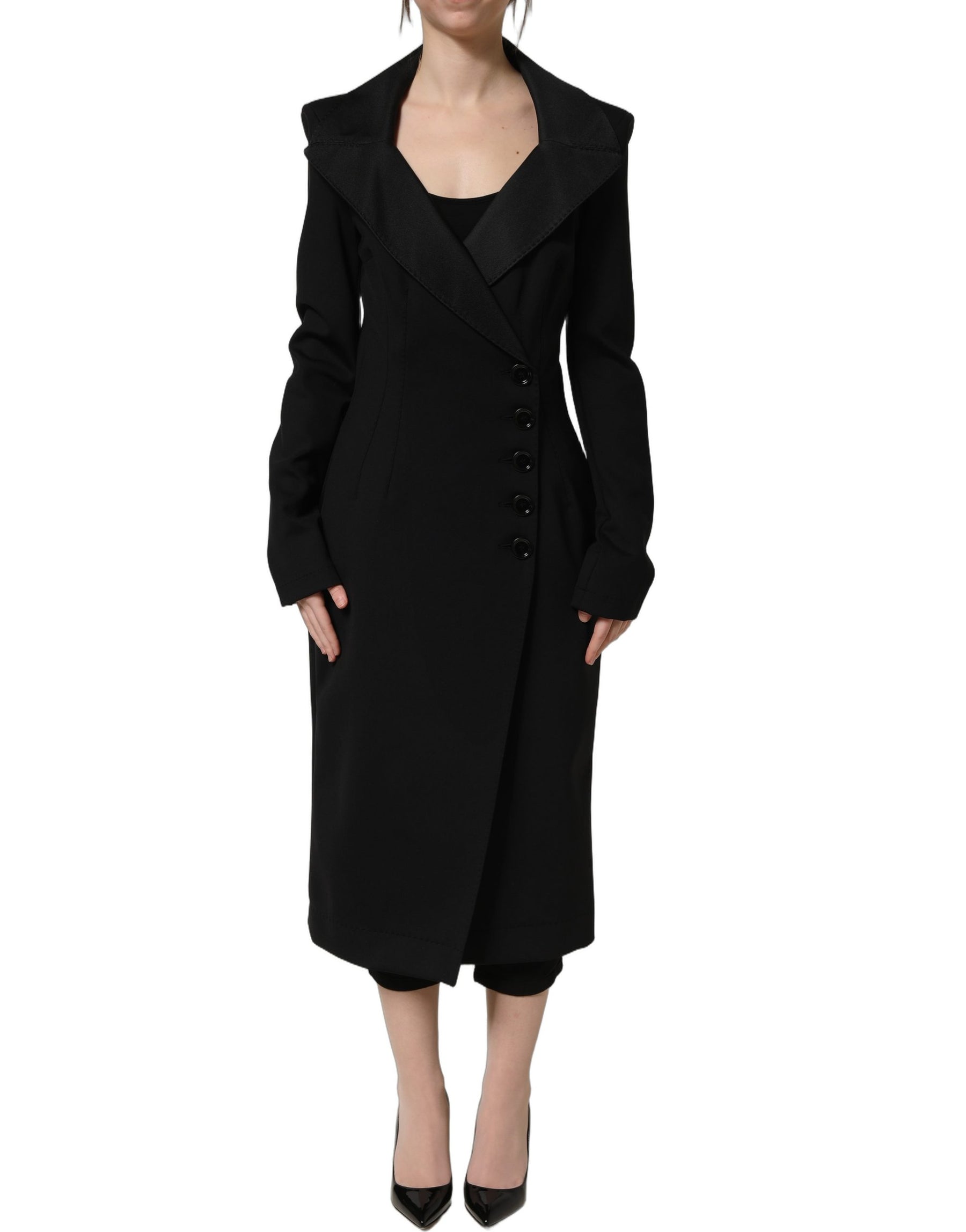 Dolce & Gabbana Black Nylon Double Breasted Coat Jacket | Regal Royce