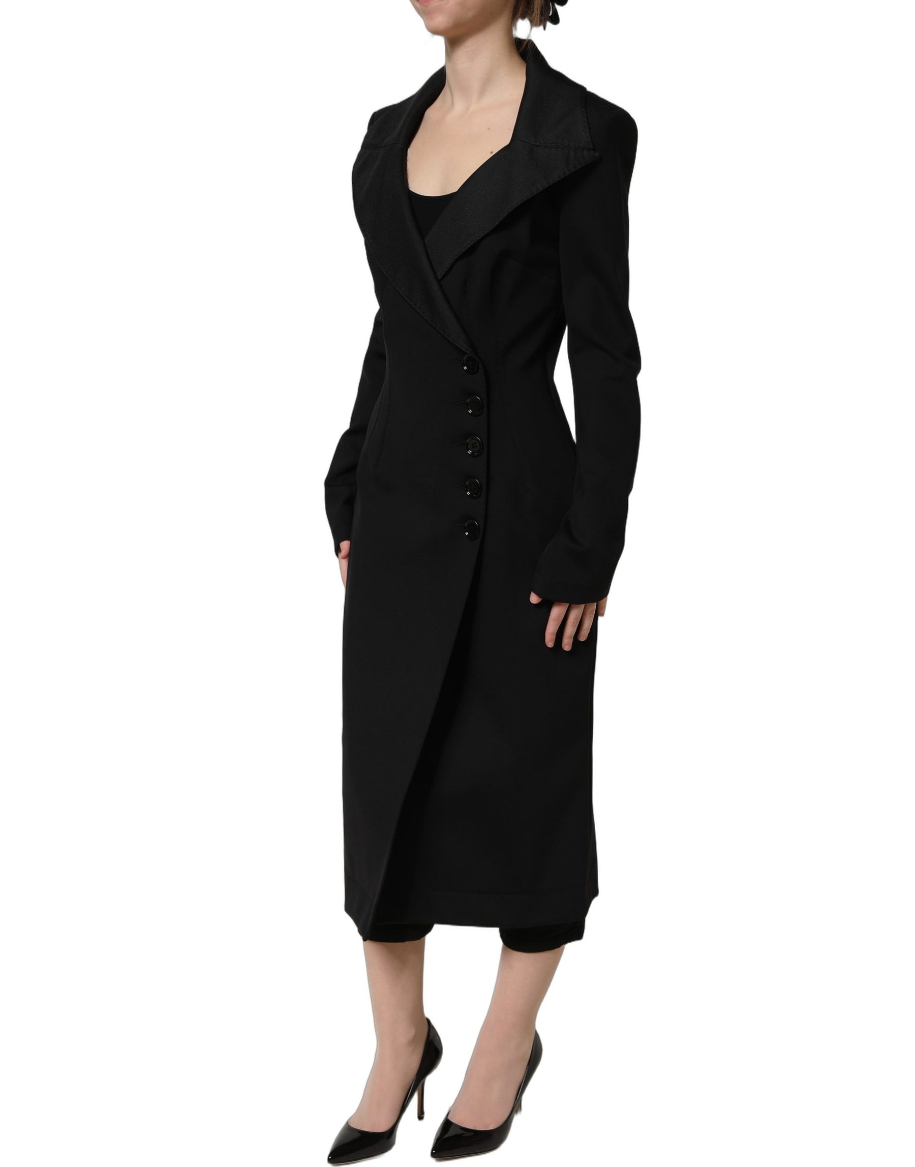Dolce & Gabbana Black Nylon Double Breasted Coat Jacket | Regal Royce
