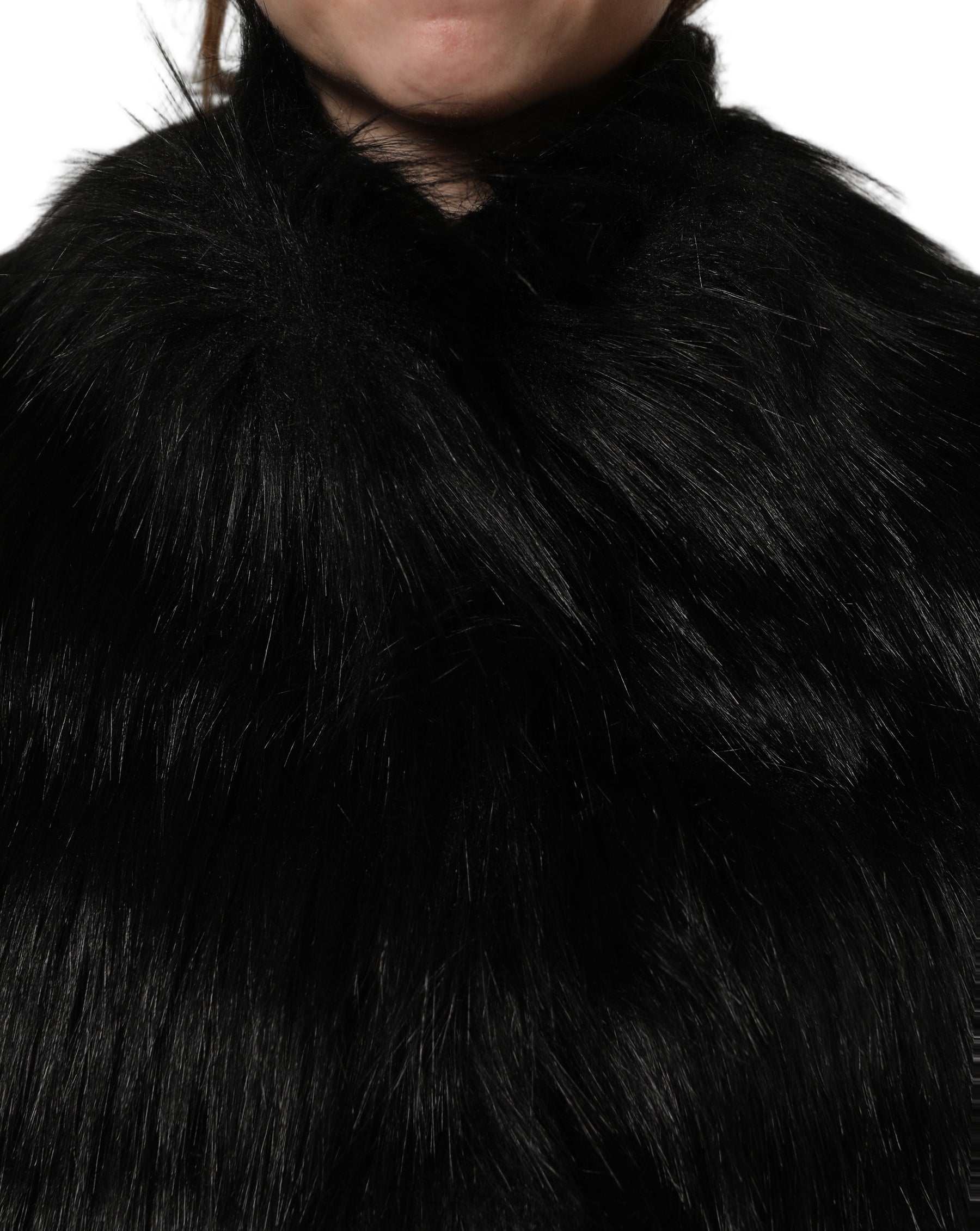 Dolce & Gabbana Black Acrylic Faux Fur Sleeveless Vest Jacket | Regal Royce