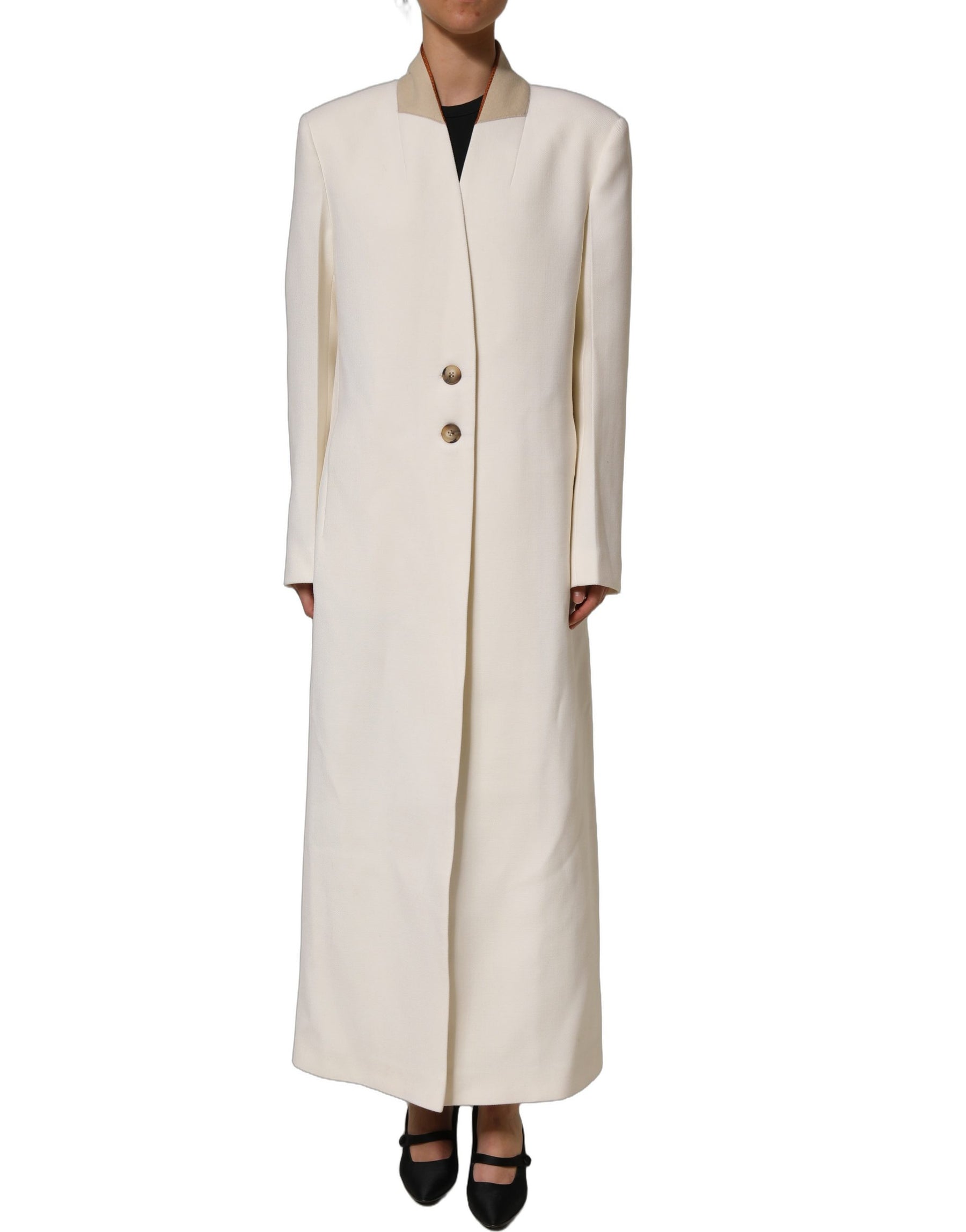 Di Stavnitser Antwerp White Wool Long Trench Coat Jacket | Regal Royce