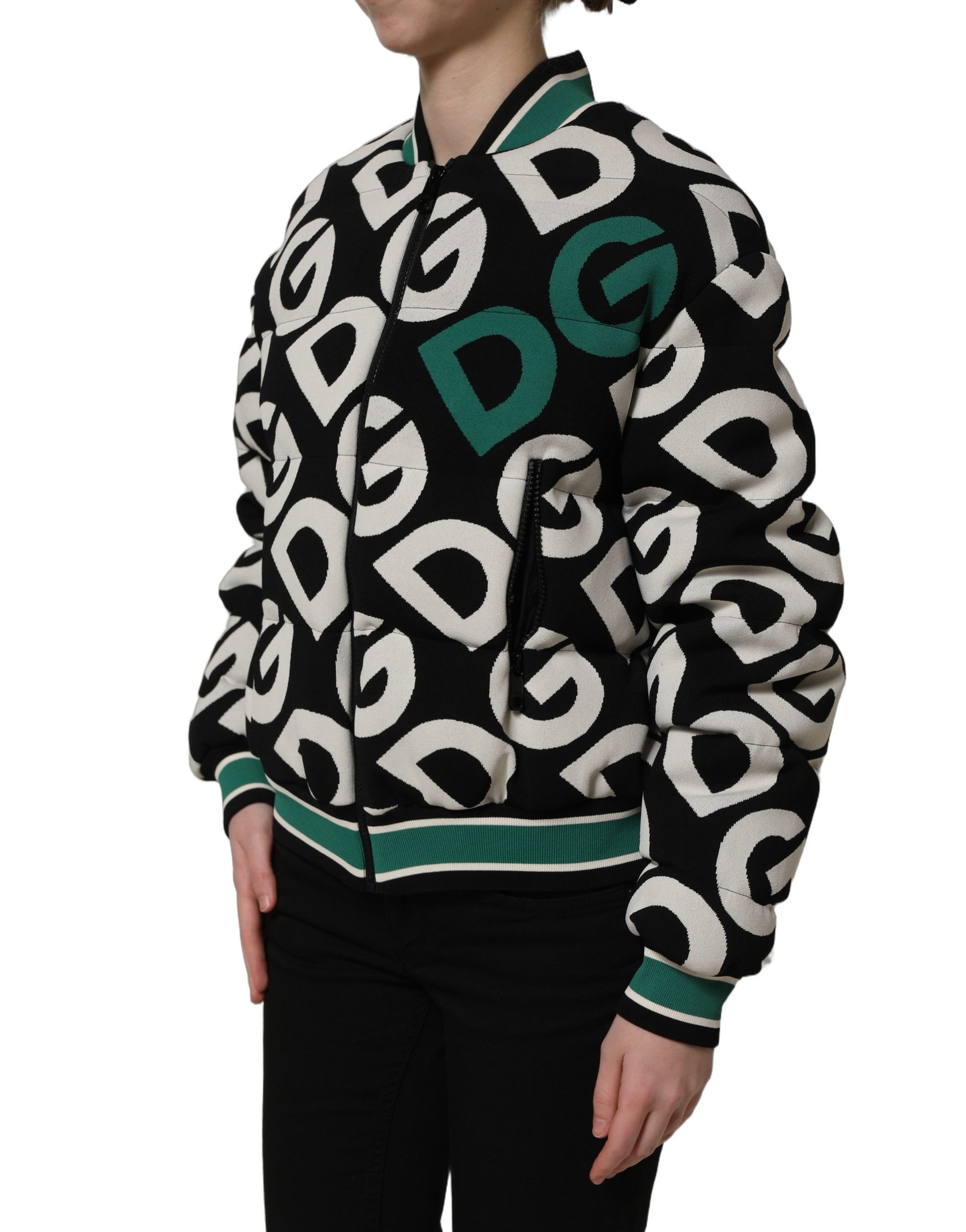 Dolce & Gabbana Multicolor Logo Full Zip Bomber Jacket | Regal Royce
