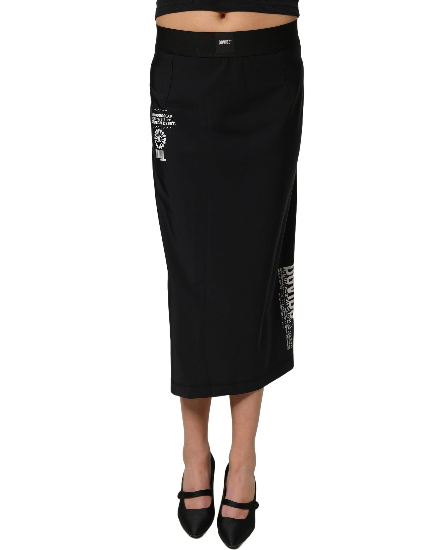 Dolce & Gabbana Black DGVIB3 Stretch Jersey Midi Pencil Cut Skirt | Regal Royce