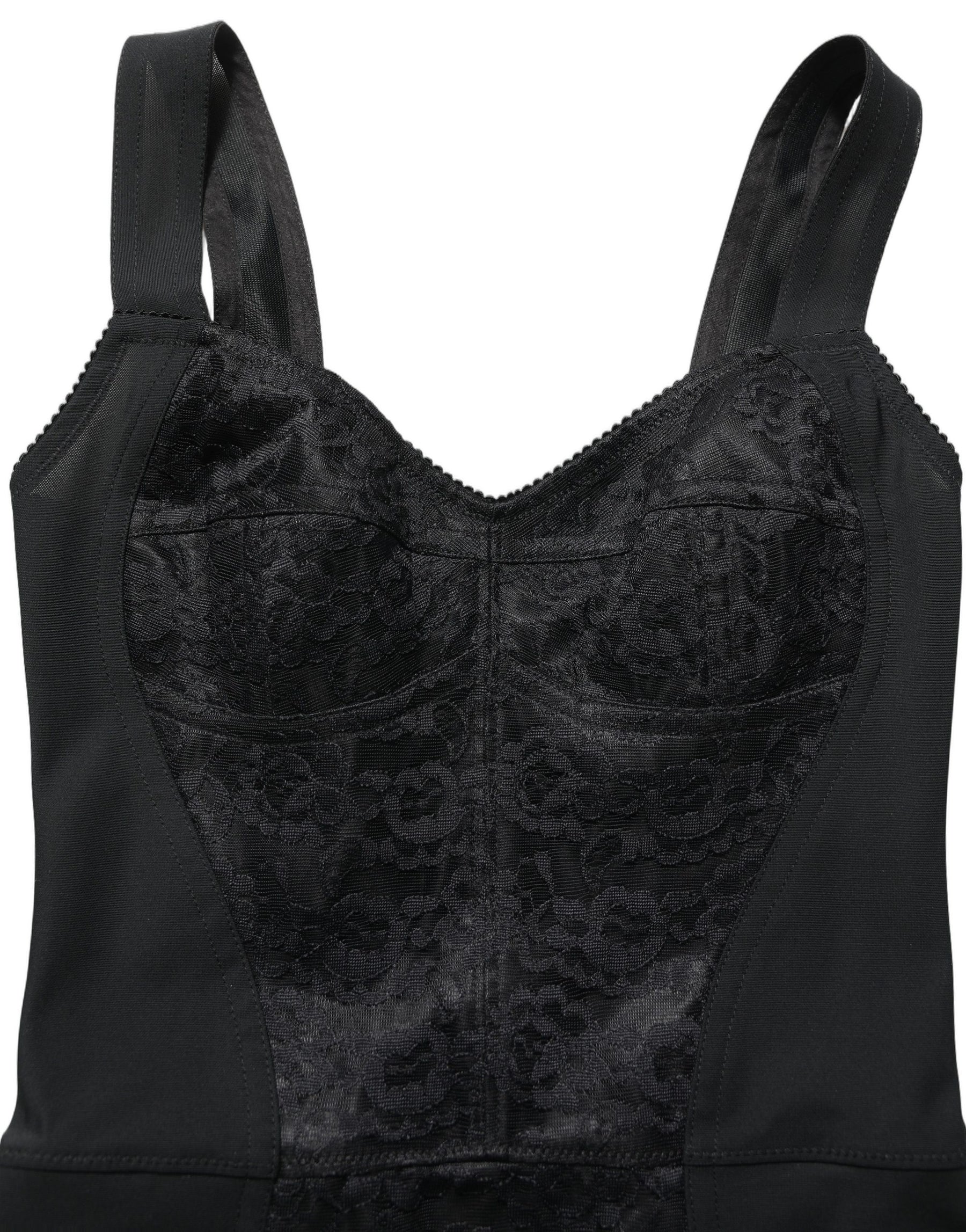 Dolce & Gabbana Black Floral Lace Corset Bodycon Bodysuit | Regal Royce