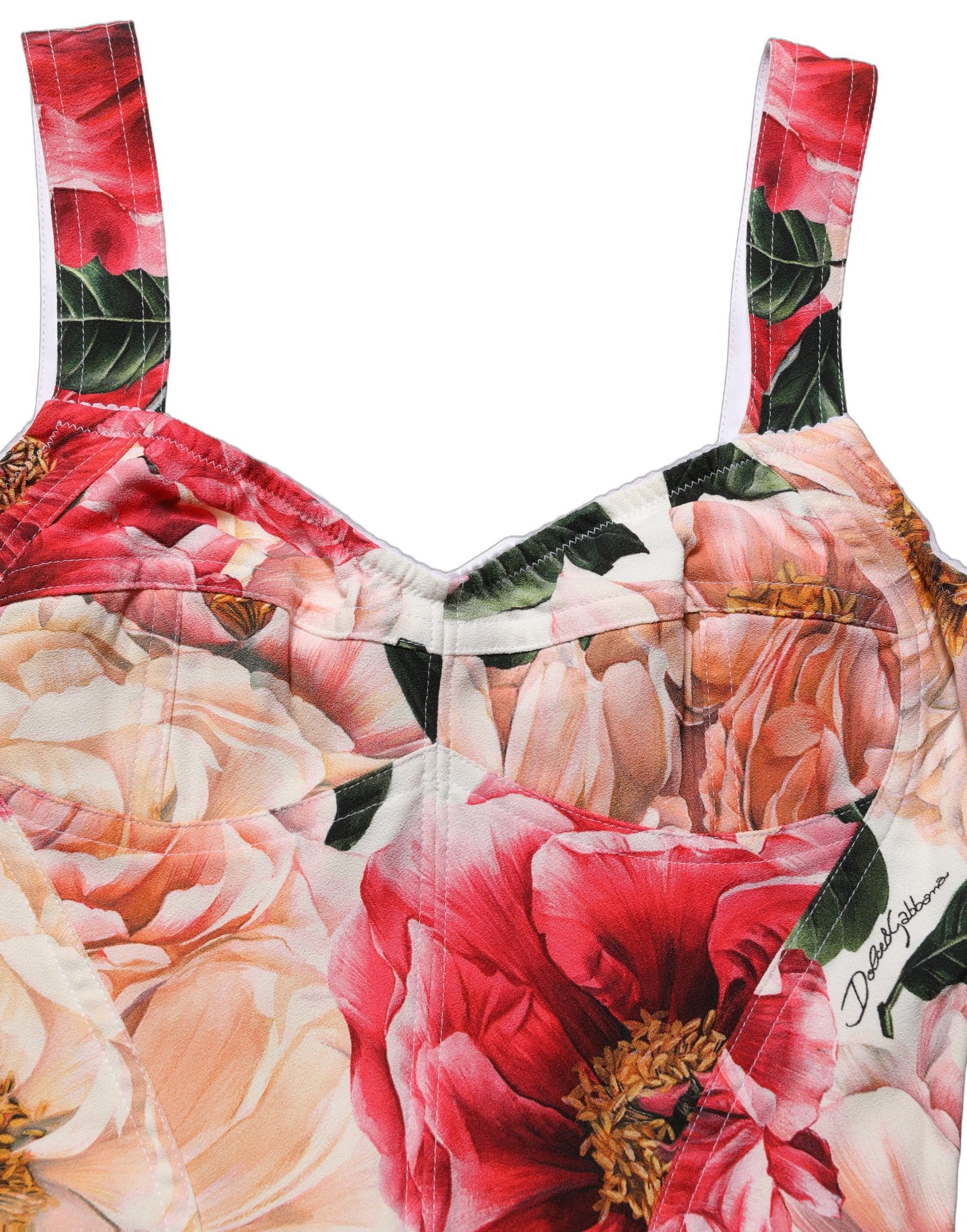 Dolce & Gabbana Multicolor Floral Cropped Bustier Tank Top | Regal Royce