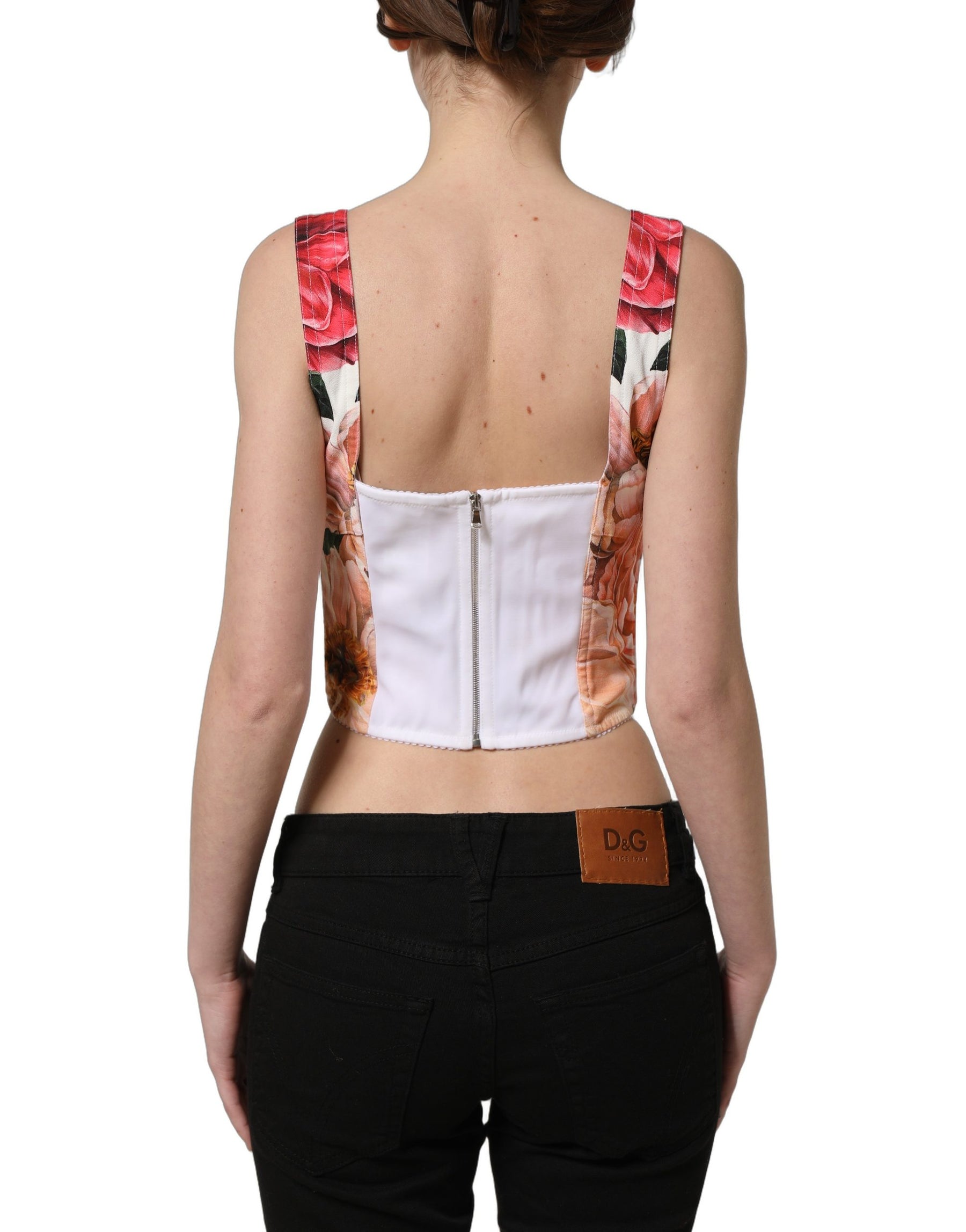 Dolce & Gabbana Multicolor Floral Cropped Bustier Tank Top | Regal Royce