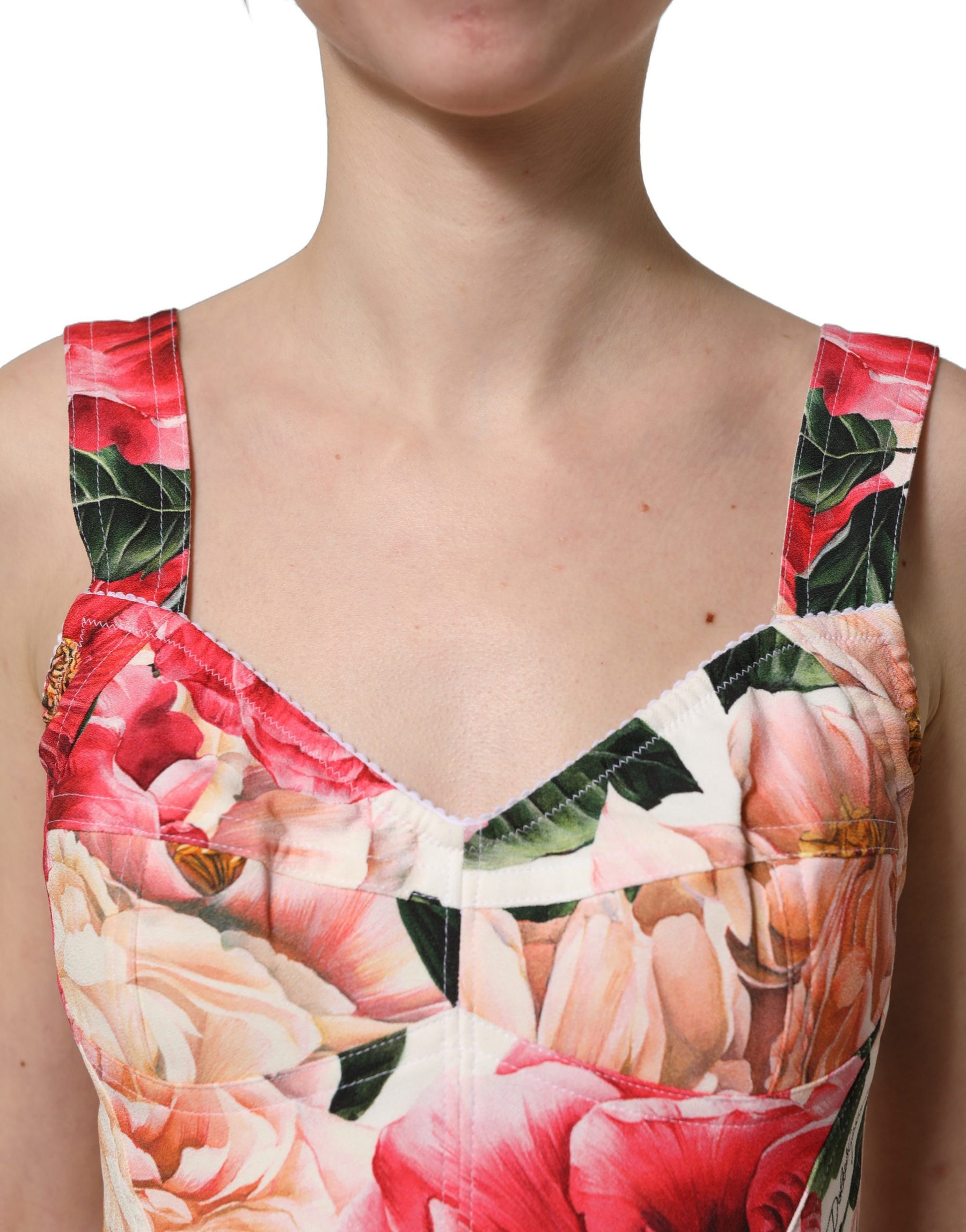 Dolce & Gabbana Multicolor Floral Cropped Bustier Tank Top | Regal Royce