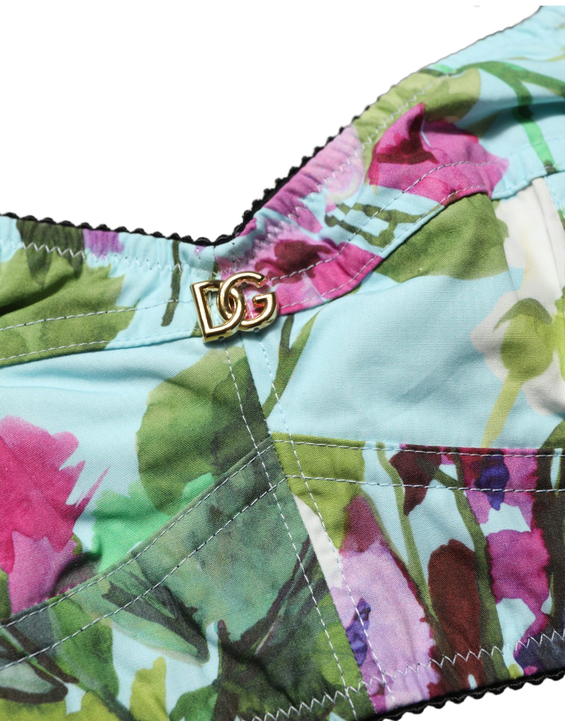 Dolce & Gabbana Multicolor Floral Cropped Bustier Tank Top | Regal Royce