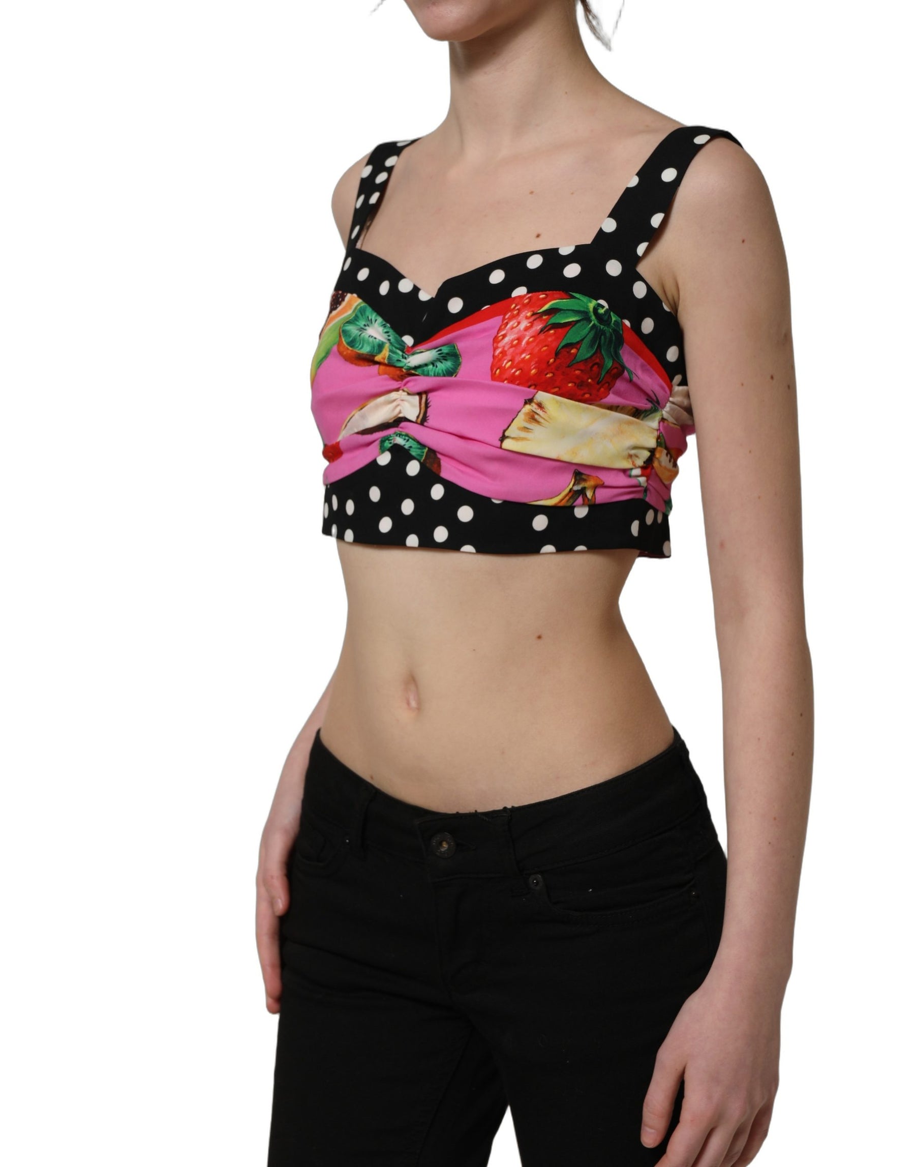 Dolce & Gabbana Multicolor Silk Cropped Bustier Corset Top | Regal Royce