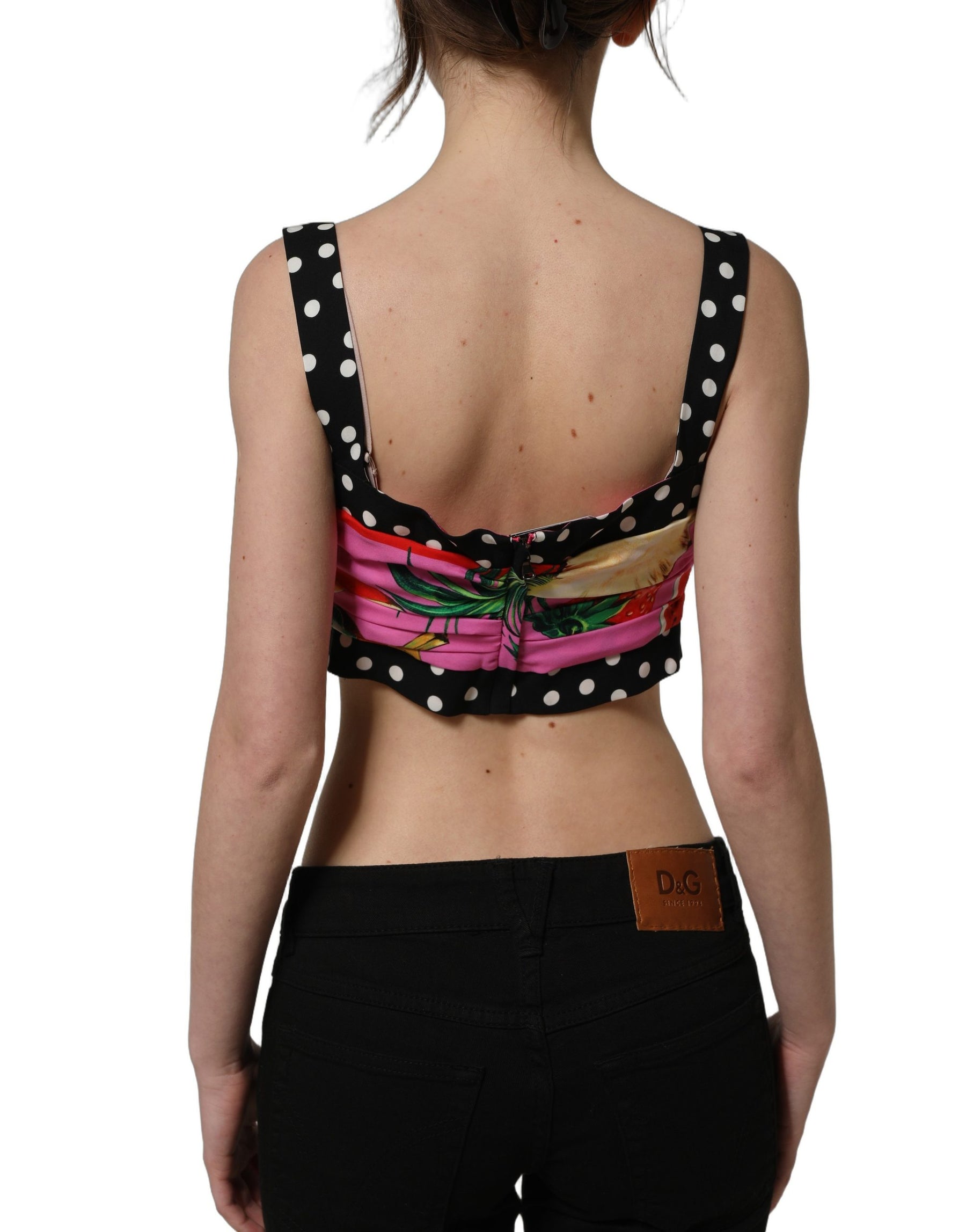 Dolce & Gabbana Multicolor Silk Cropped Bustier Corset Top | Regal Royce