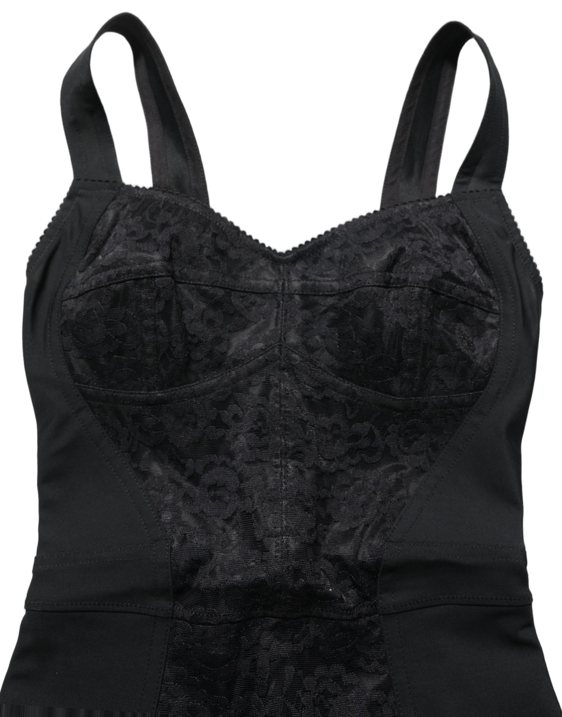 Dolce & Gabbana Black Floral Lace Corset Bodycon Bodysuit | Regal Royce