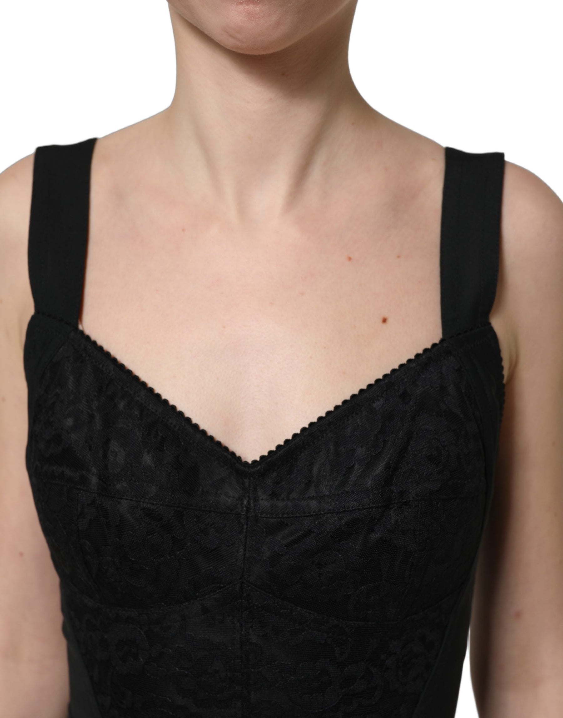 Dolce & Gabbana Black Floral Lace Corset Bodycon Bodysuit | Regal Royce