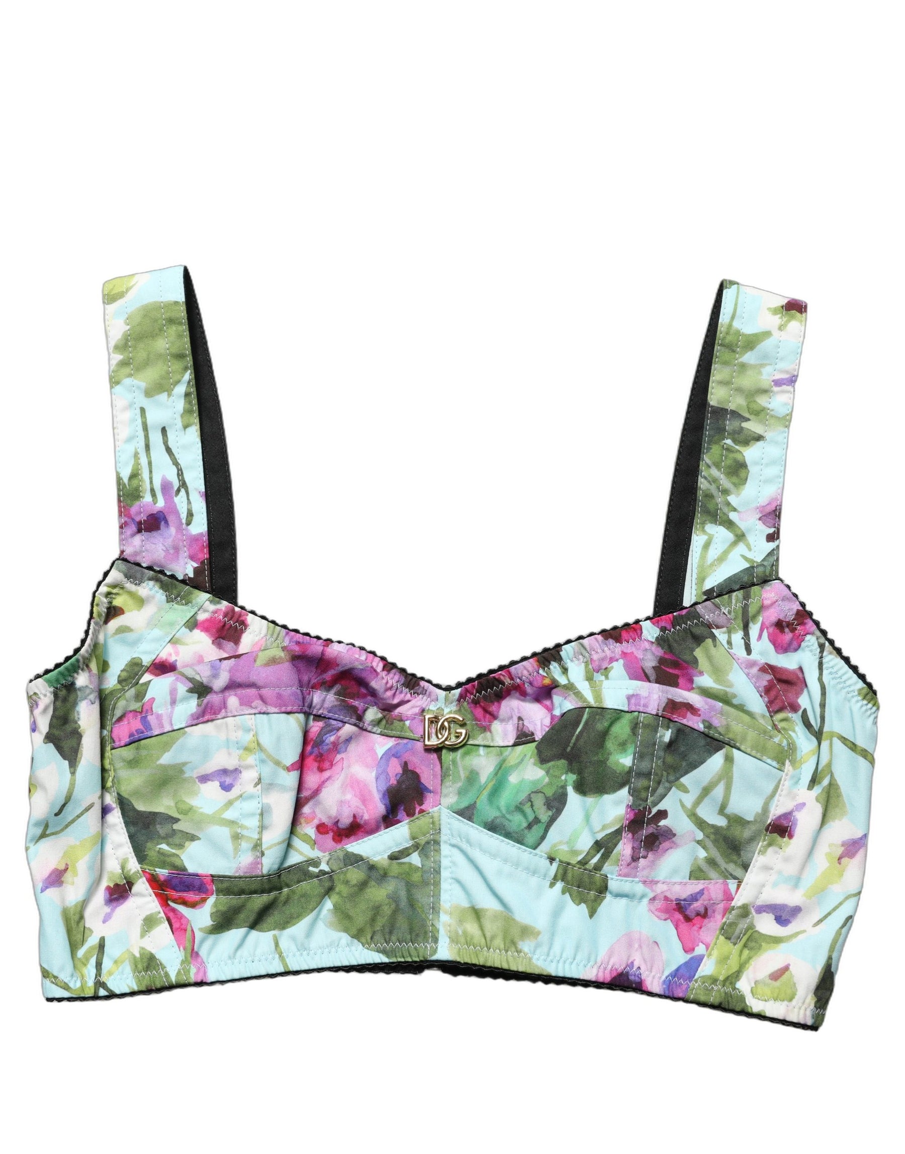 Dolce & Gabbana Multicolor Floral Cropped Bustier Tank Top | Regal Royce