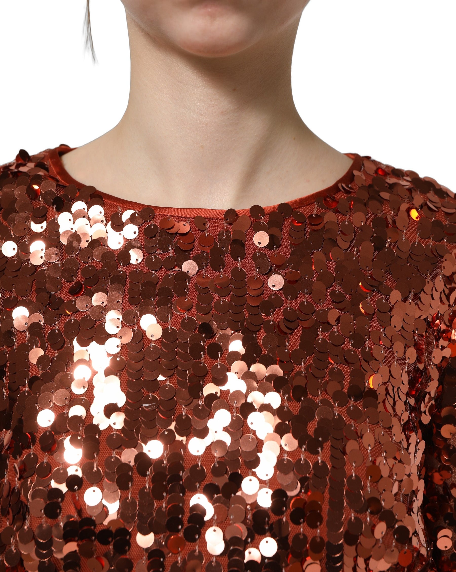 Dolce & Gabbana Red Sequined Long Sleeves Crop Blouse Top | Regal Royce
