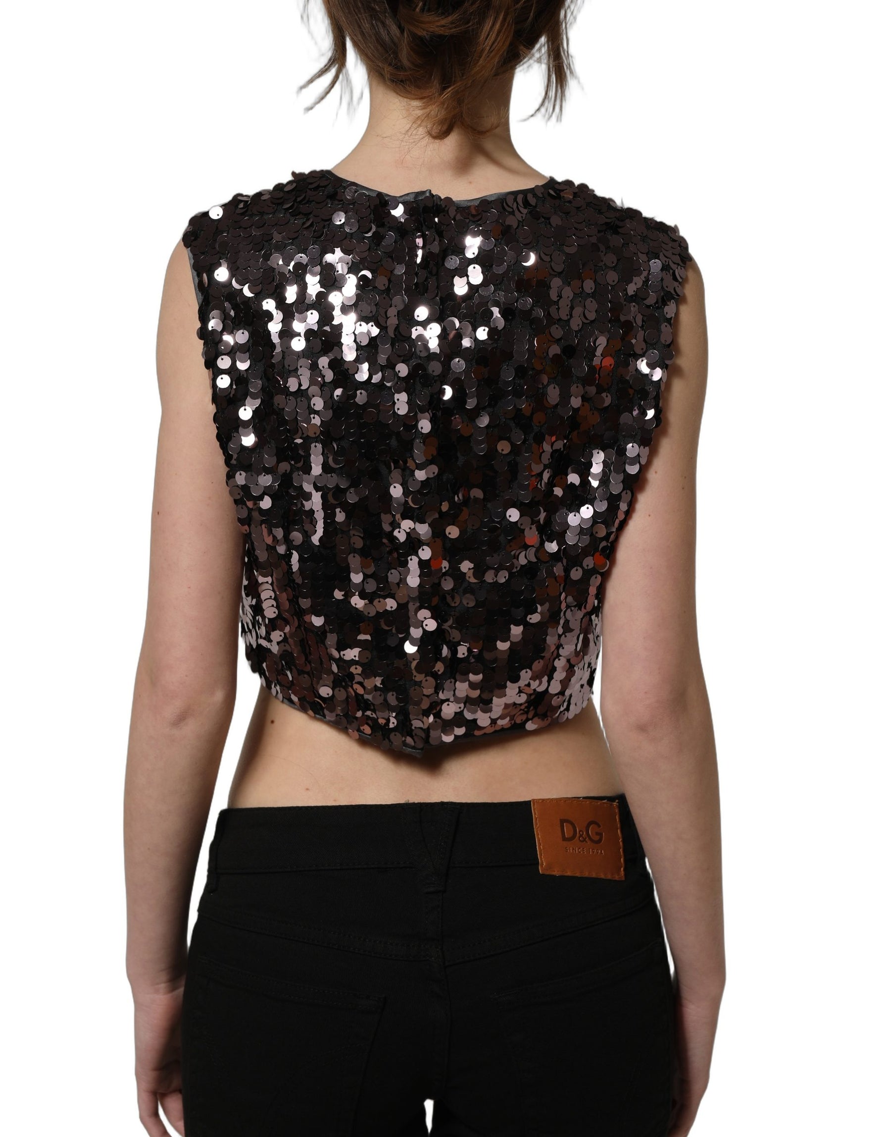 Dolce & Gabbana Purple Sequined Sleeveless Cropped Tank Top | Regal Royce
