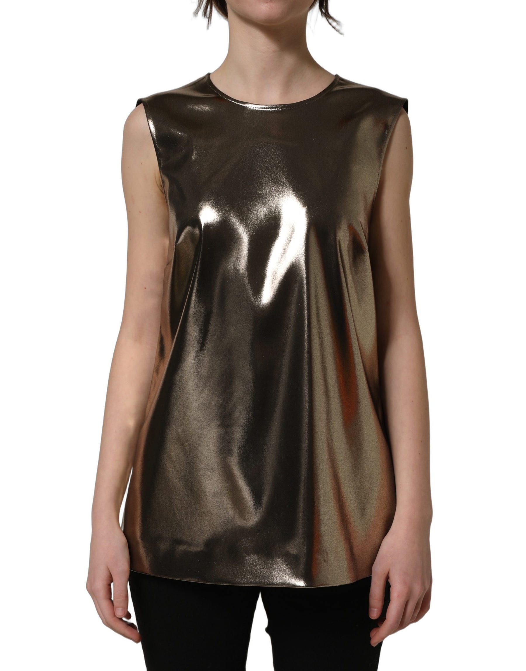 Dolce & Gabbana Metallic Bronze Roundneck SleevelessTank Top | Regal Royce